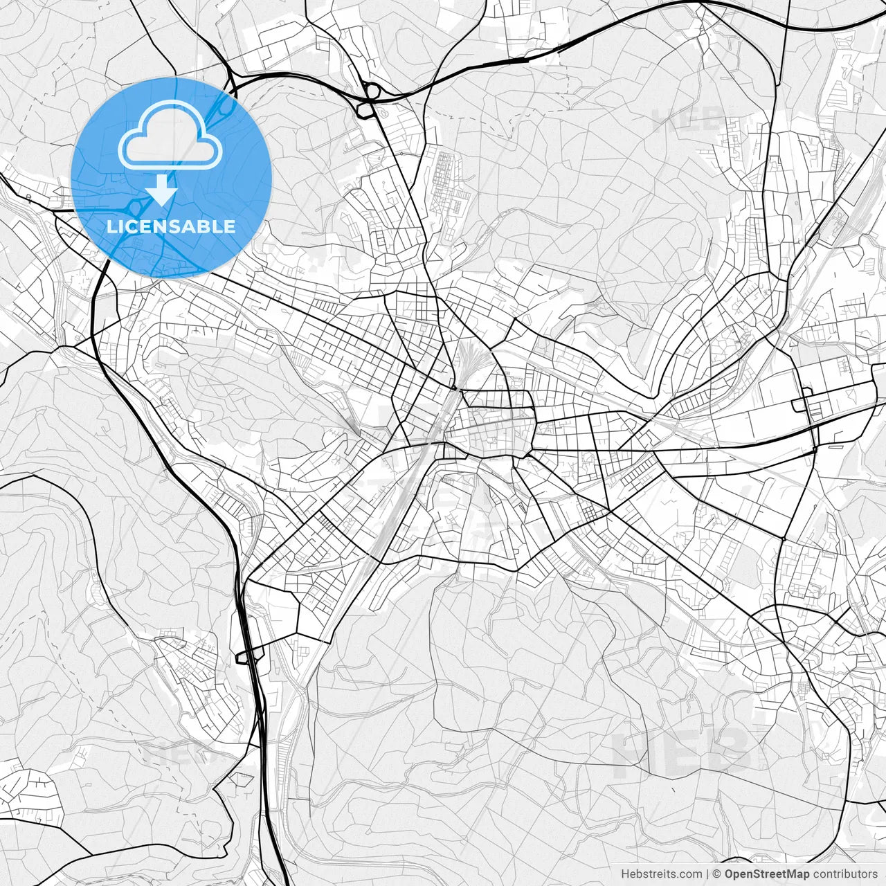 Vector PDF map of Winterthur, Switzerland