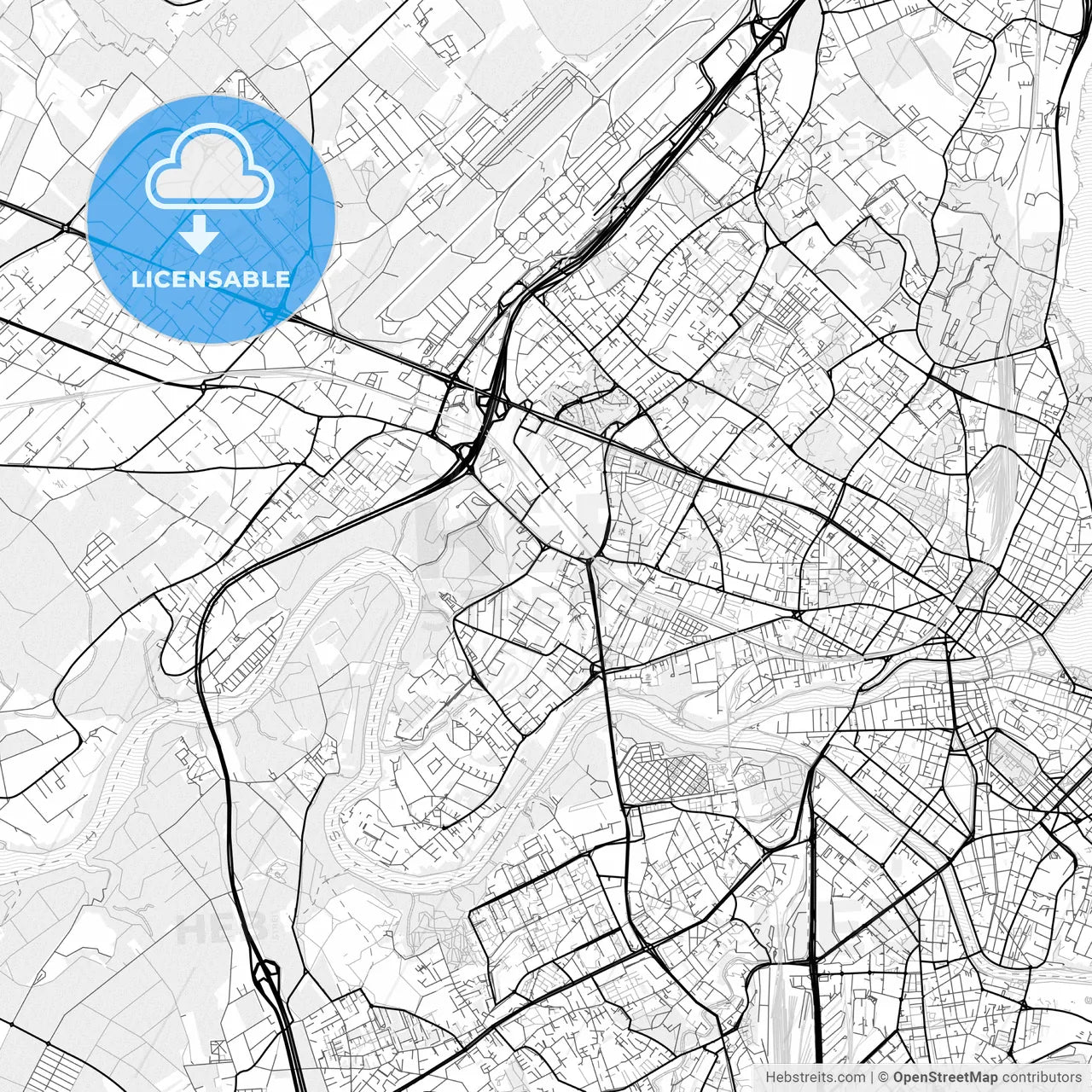 Vector PDF map of Vernier, Switzerland