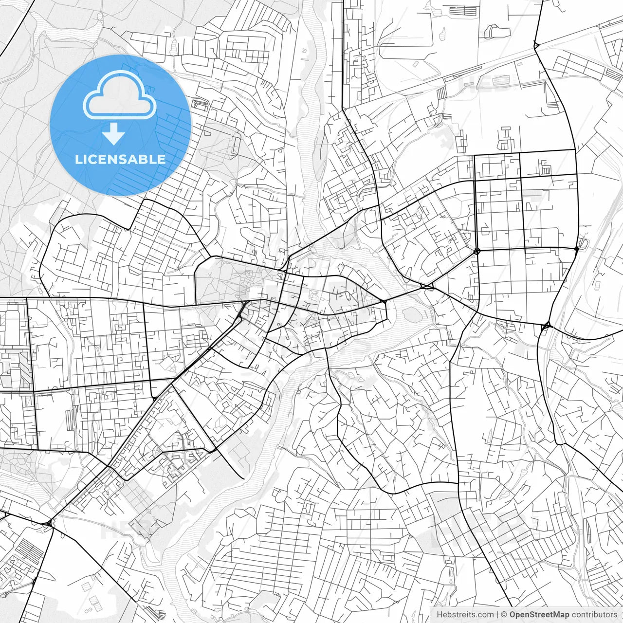 Vector PDF map of Vinnytsia, Ukraine