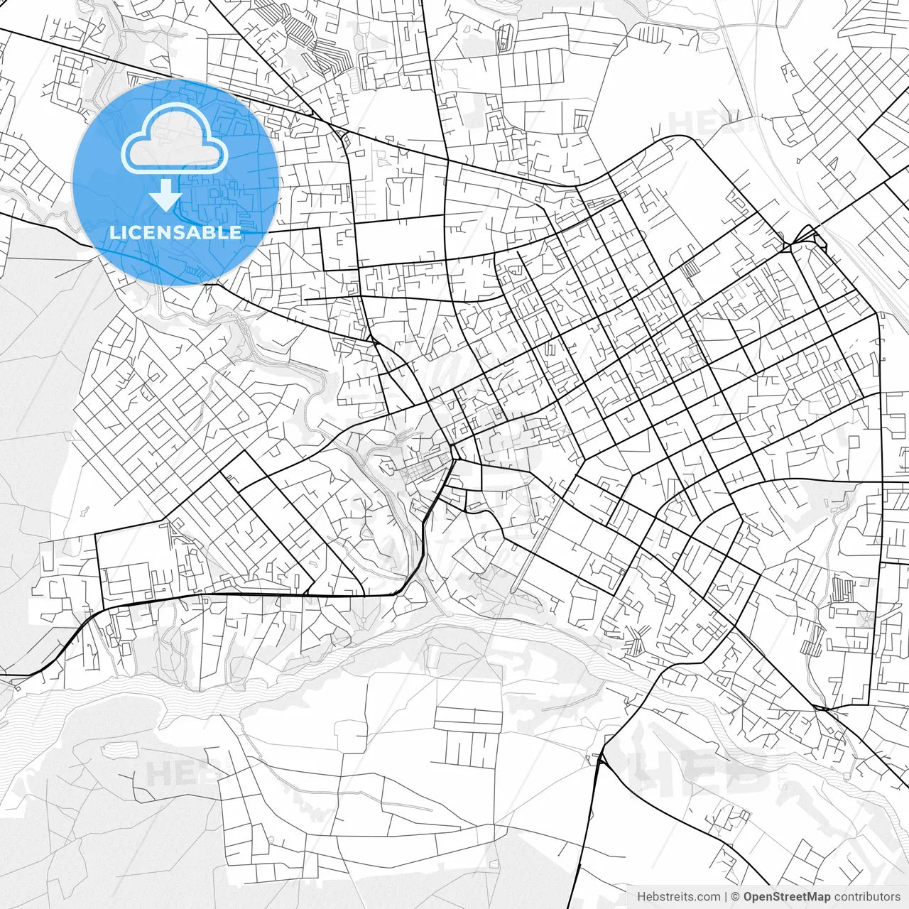 Vector PDF map of Zhytomyr, Ukraine