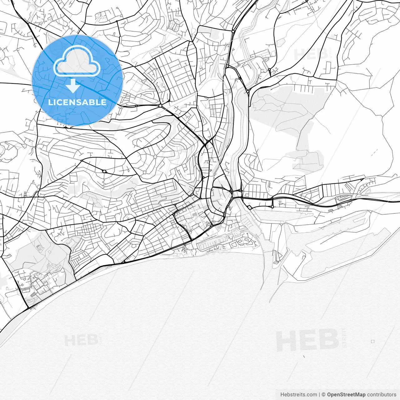 Vector PDF map of Swansea, Wales