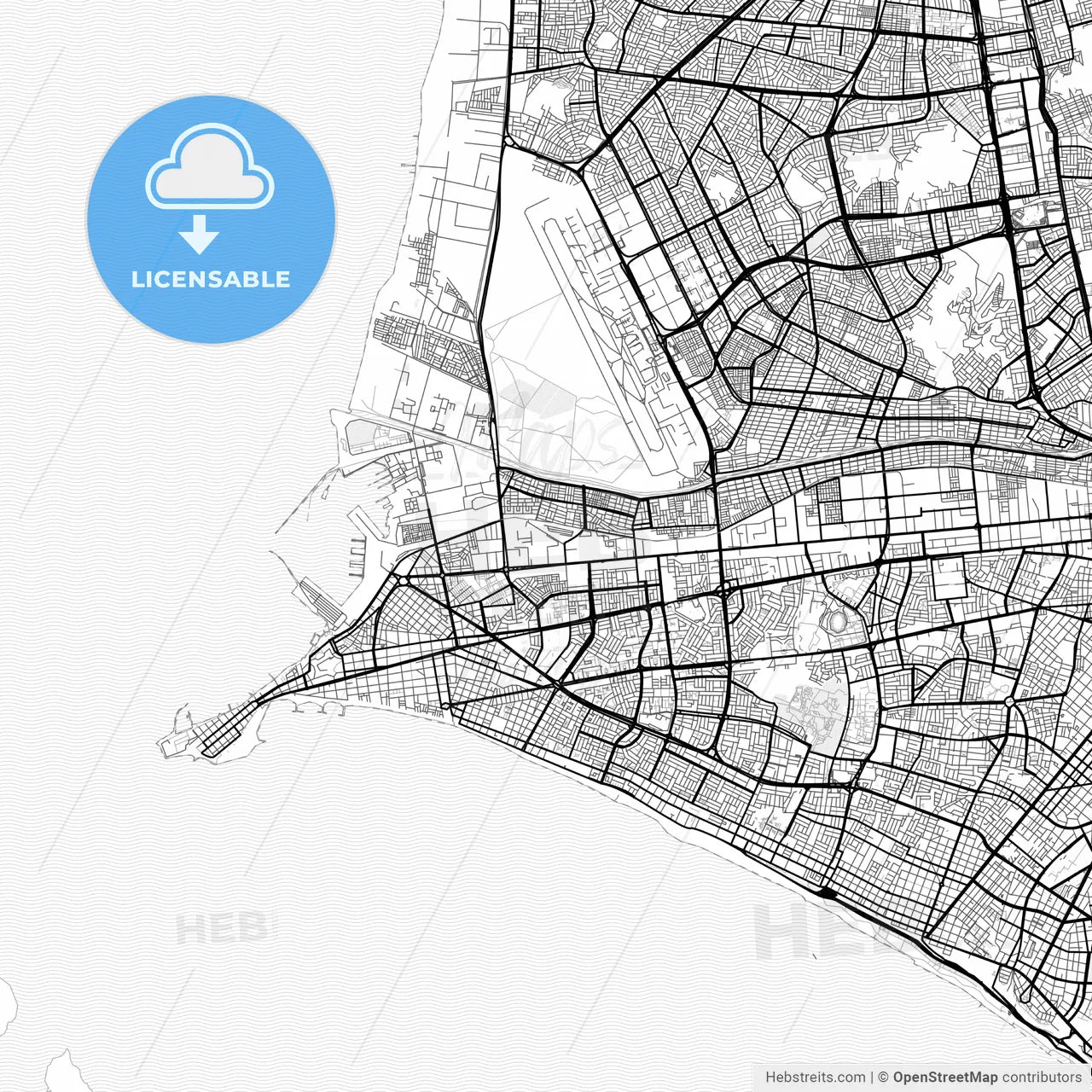 Vector PDF map of Callao, Peru