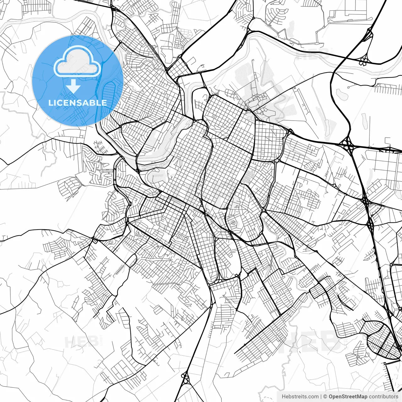 Vector PDF map of Piracicaba, Brazil