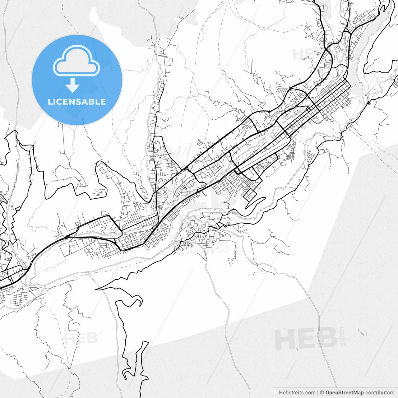 Vector PDF map of Merida, Venezuela