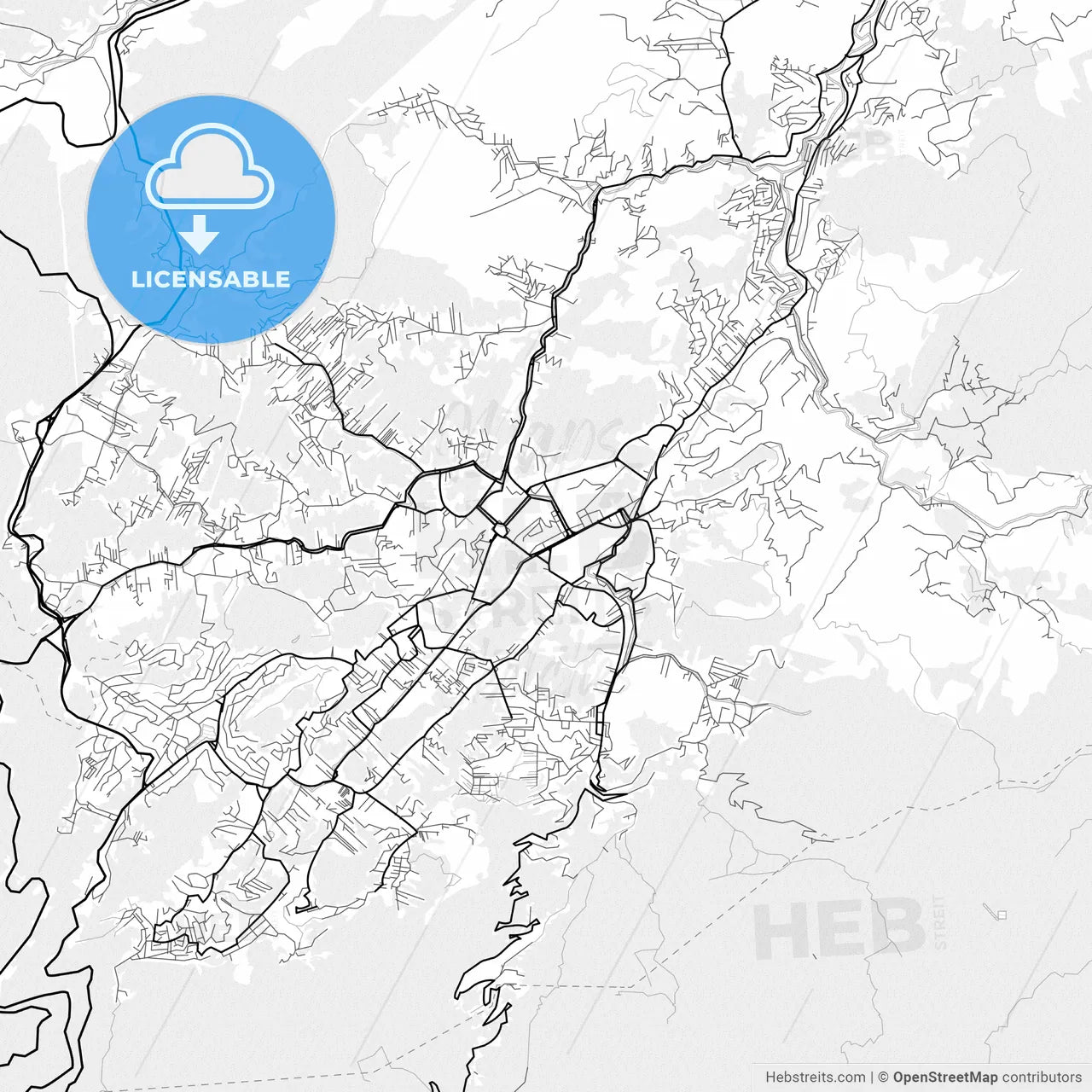 Vector PDF map of Petropolis, Brazil
