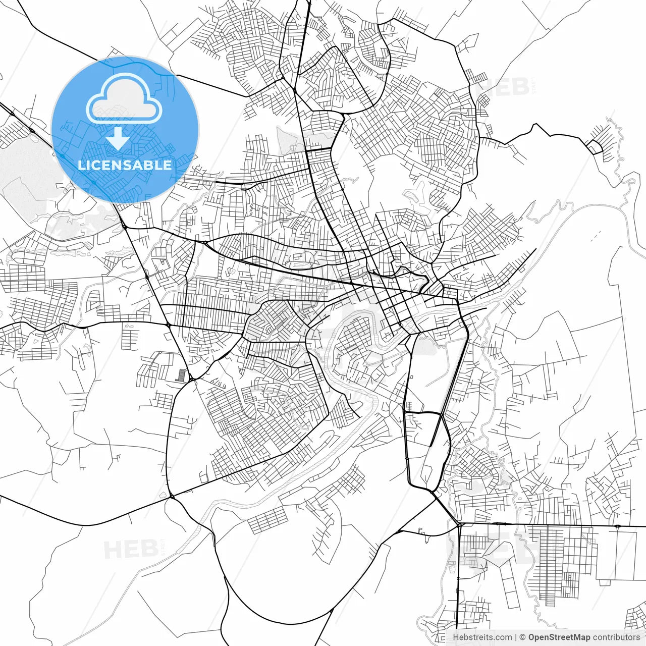 Vector PDF map of Rio Branco, Brazil