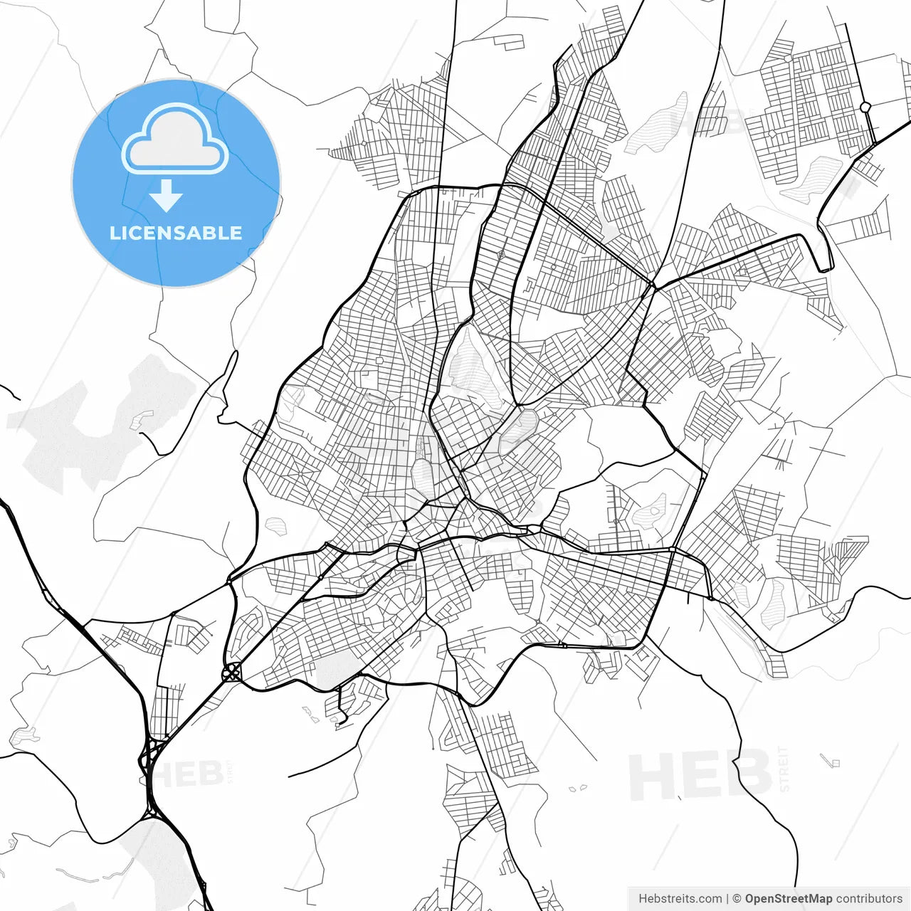 Vector PDF map of Sete Lagoas, Brazil