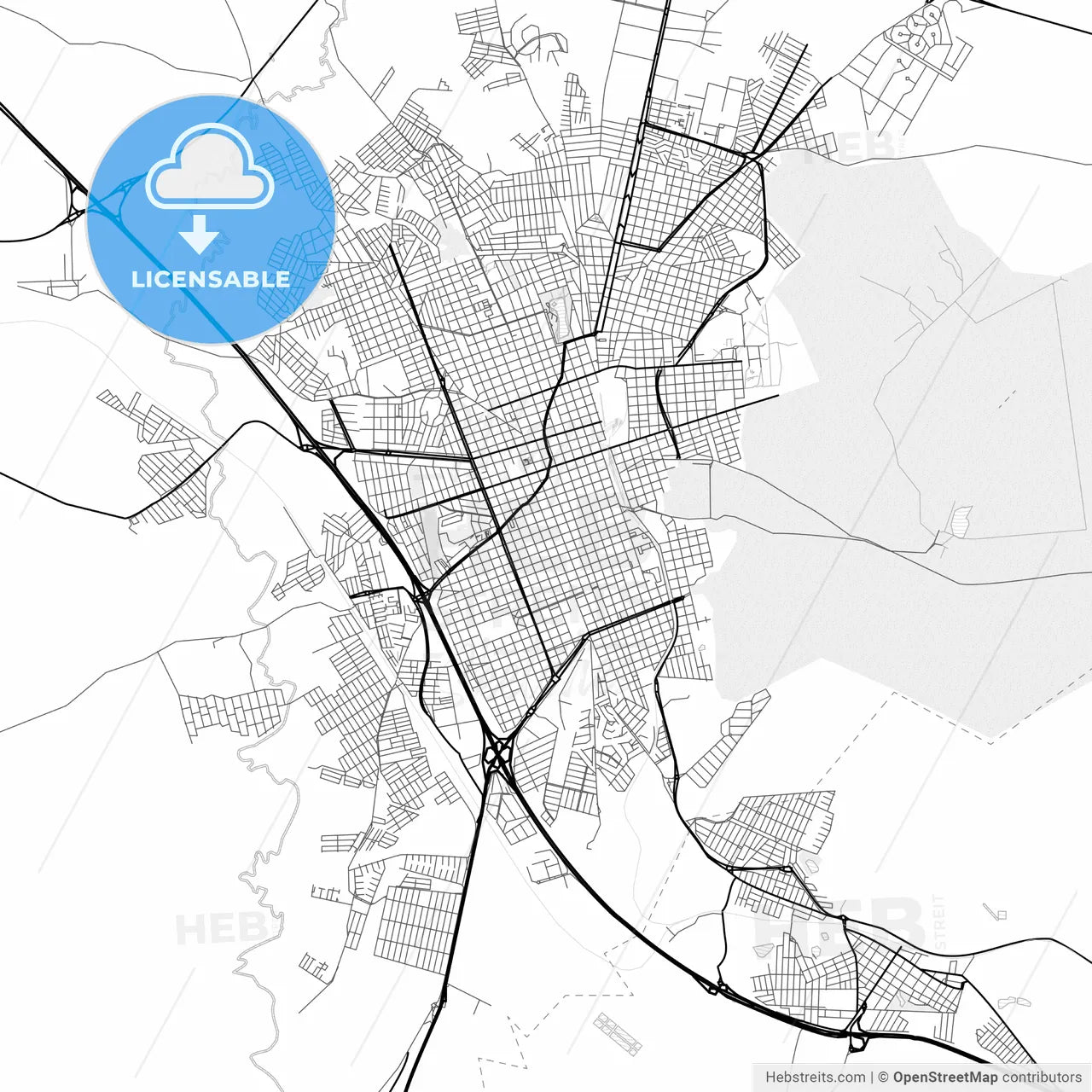 Vector PDF map of Rio Claro, Brazil