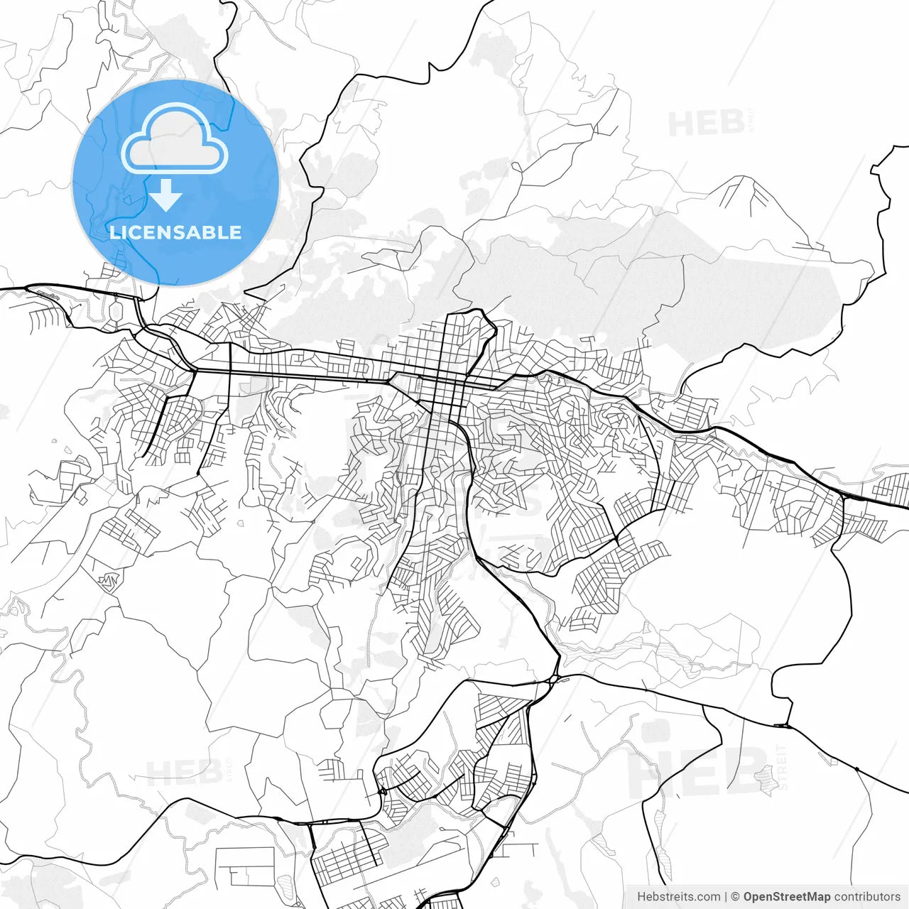 Vector PDF map of Pocos de Caldas, Brazil