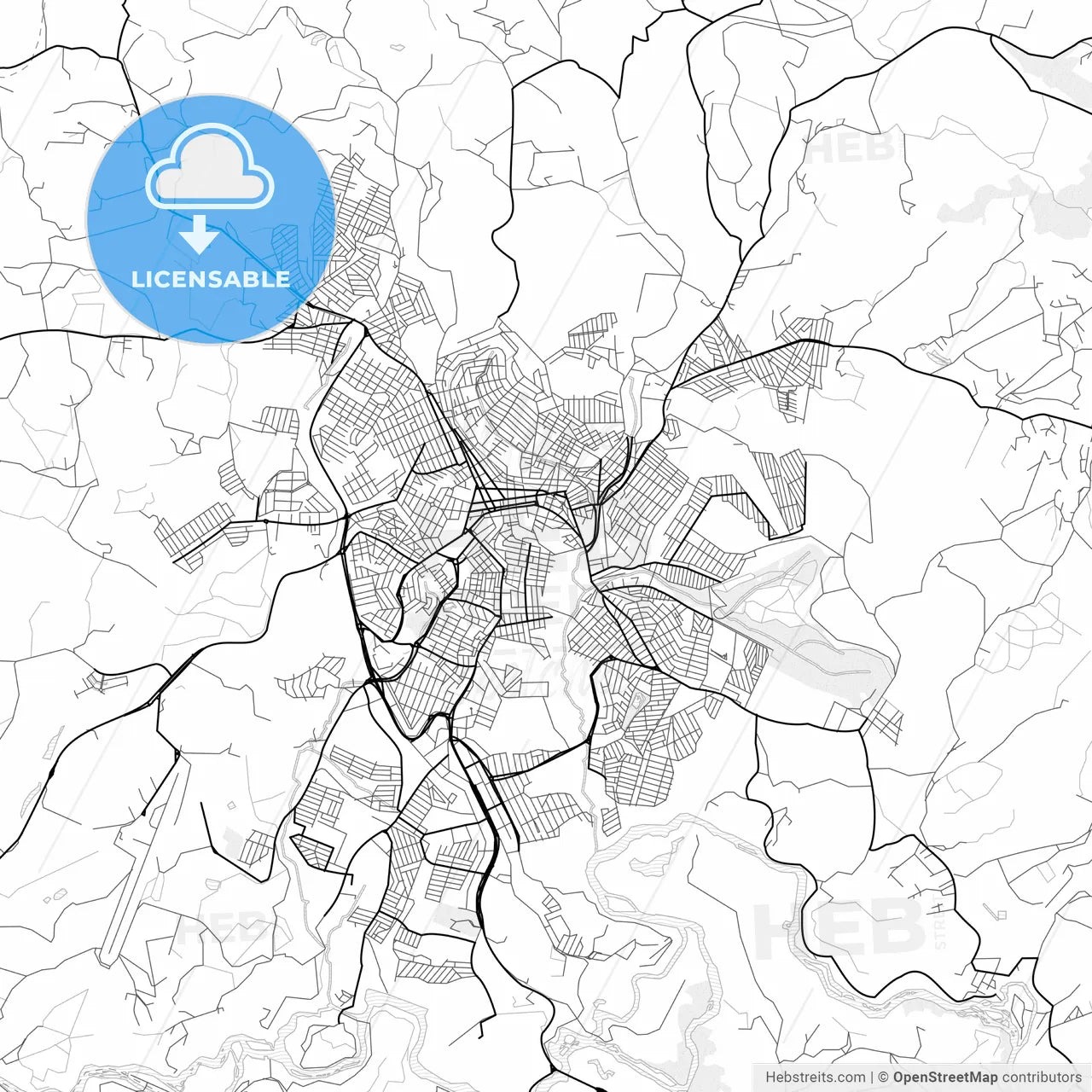 Vector PDF map of Varginha, Brazil