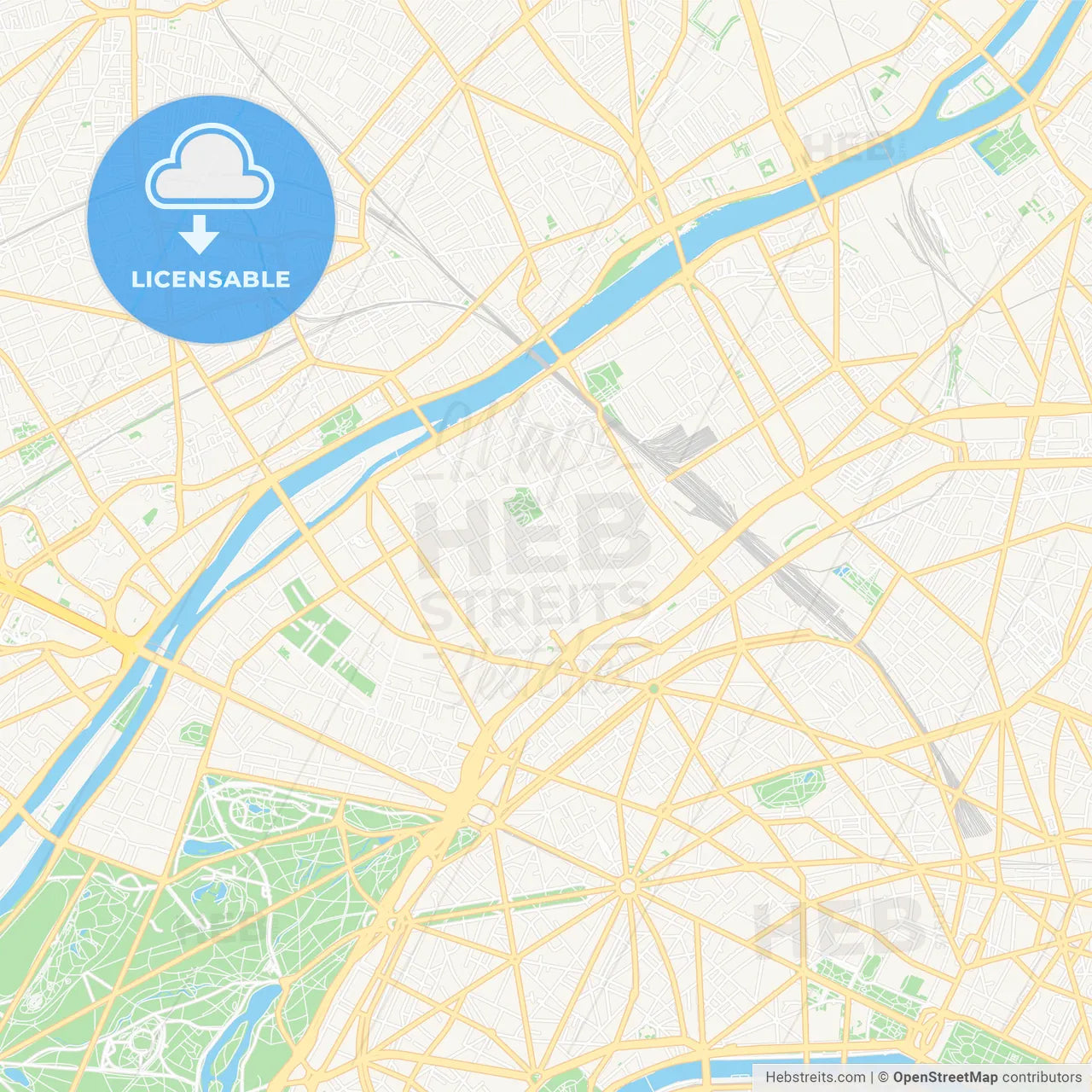 Levallois-Perret, France Vector Map - Classic Colors