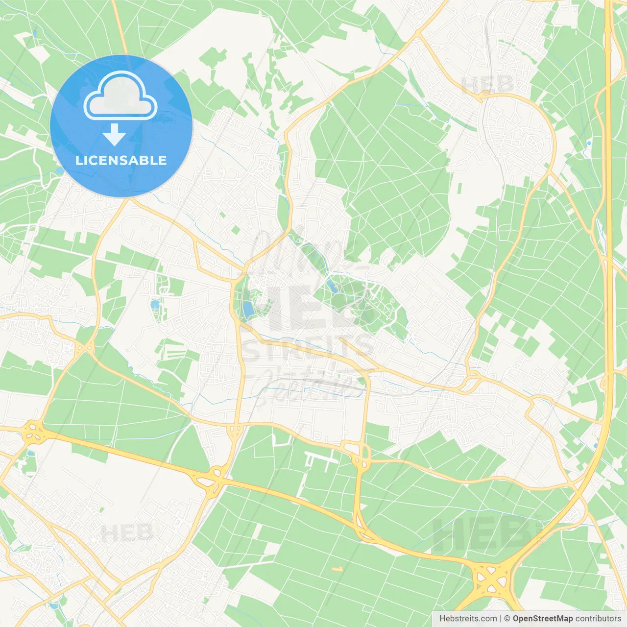 Bad Homburg vor der Hohe, Germany Vector Map - Classic Colors