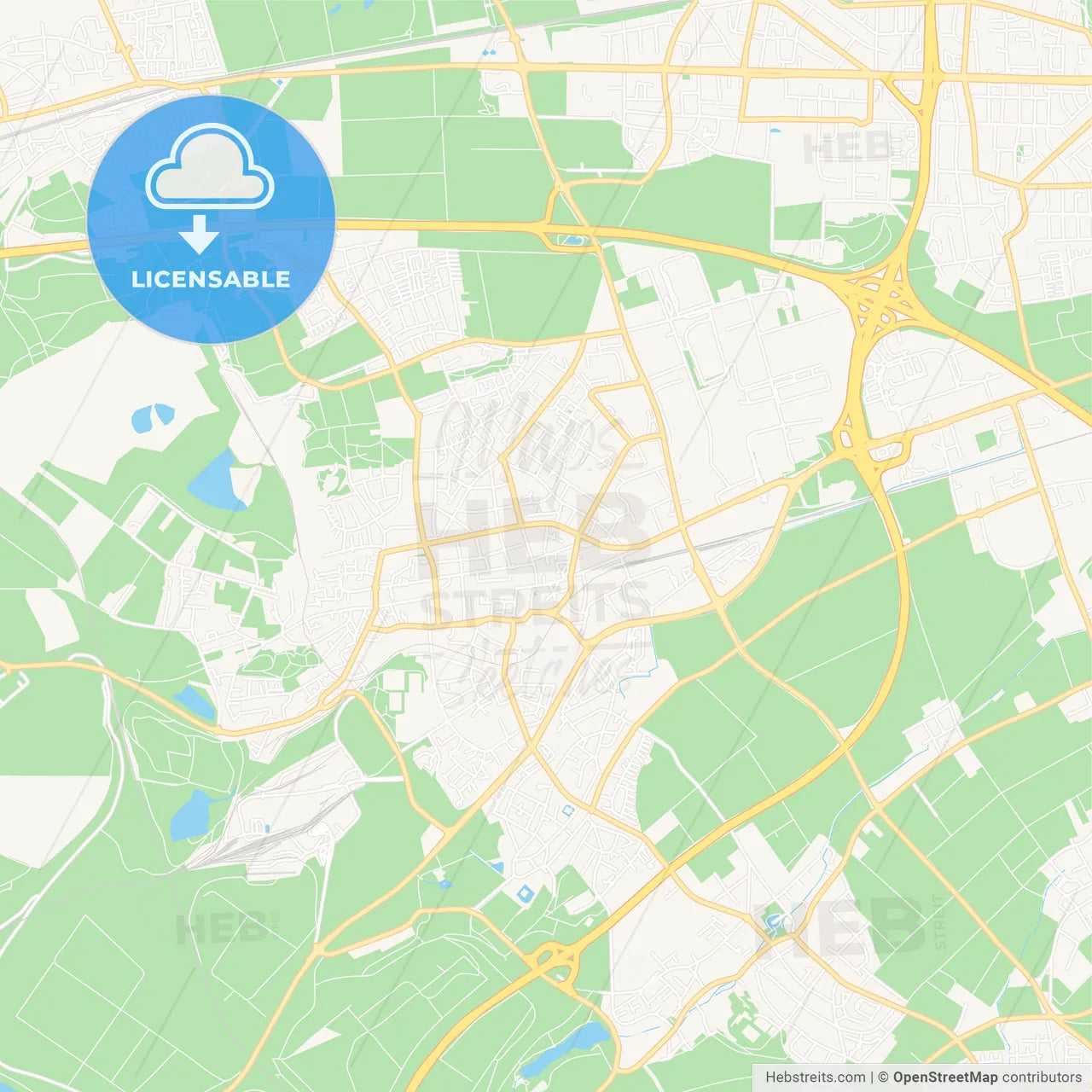 Frechen, Germany Vector Map - Classic Colors