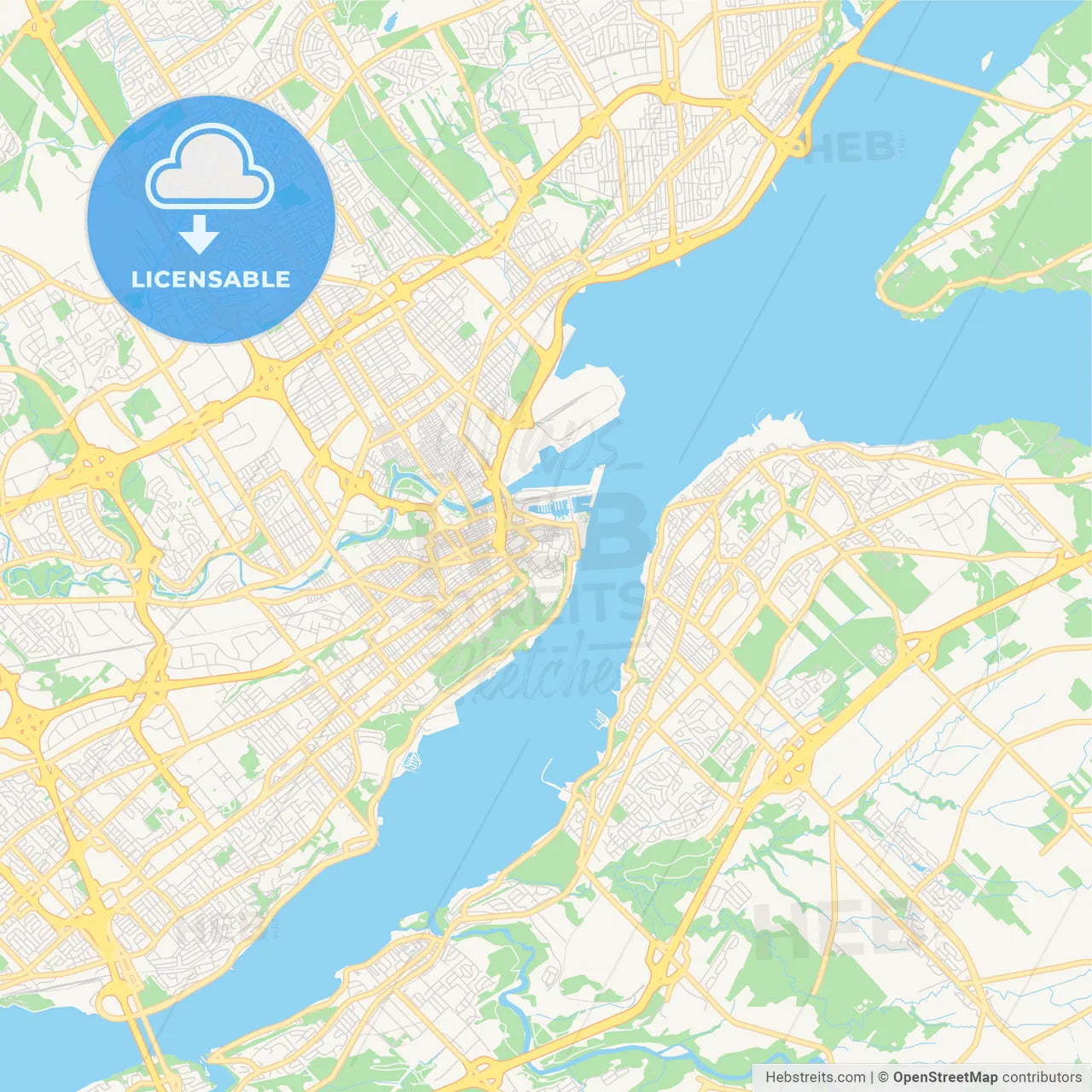 Empty vector map of Quebec City, Quebec, Canada