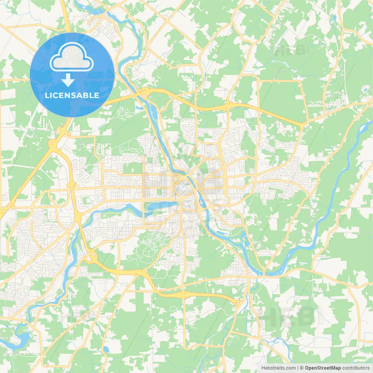 Empty vector map of Sherbrooke, Quebec, Canada