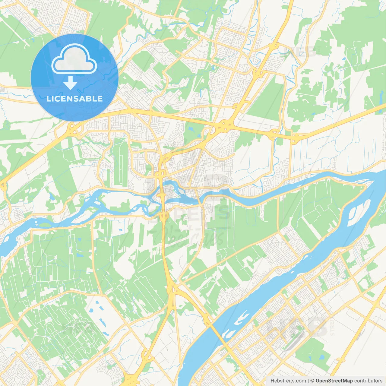 Empty vector map of Terrebonne, Quebec, Canada