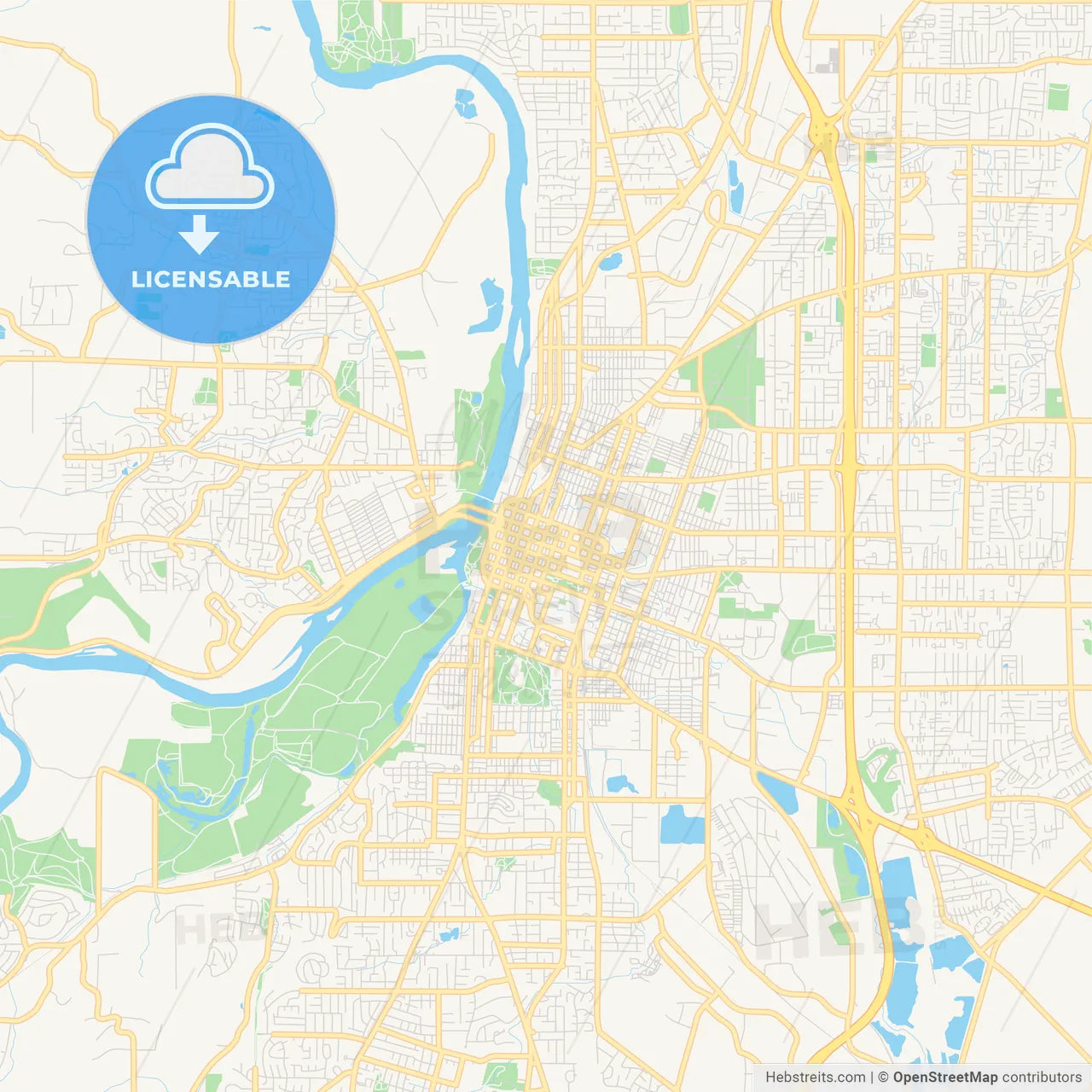 Empty vector map of Salem, Oregon, USA