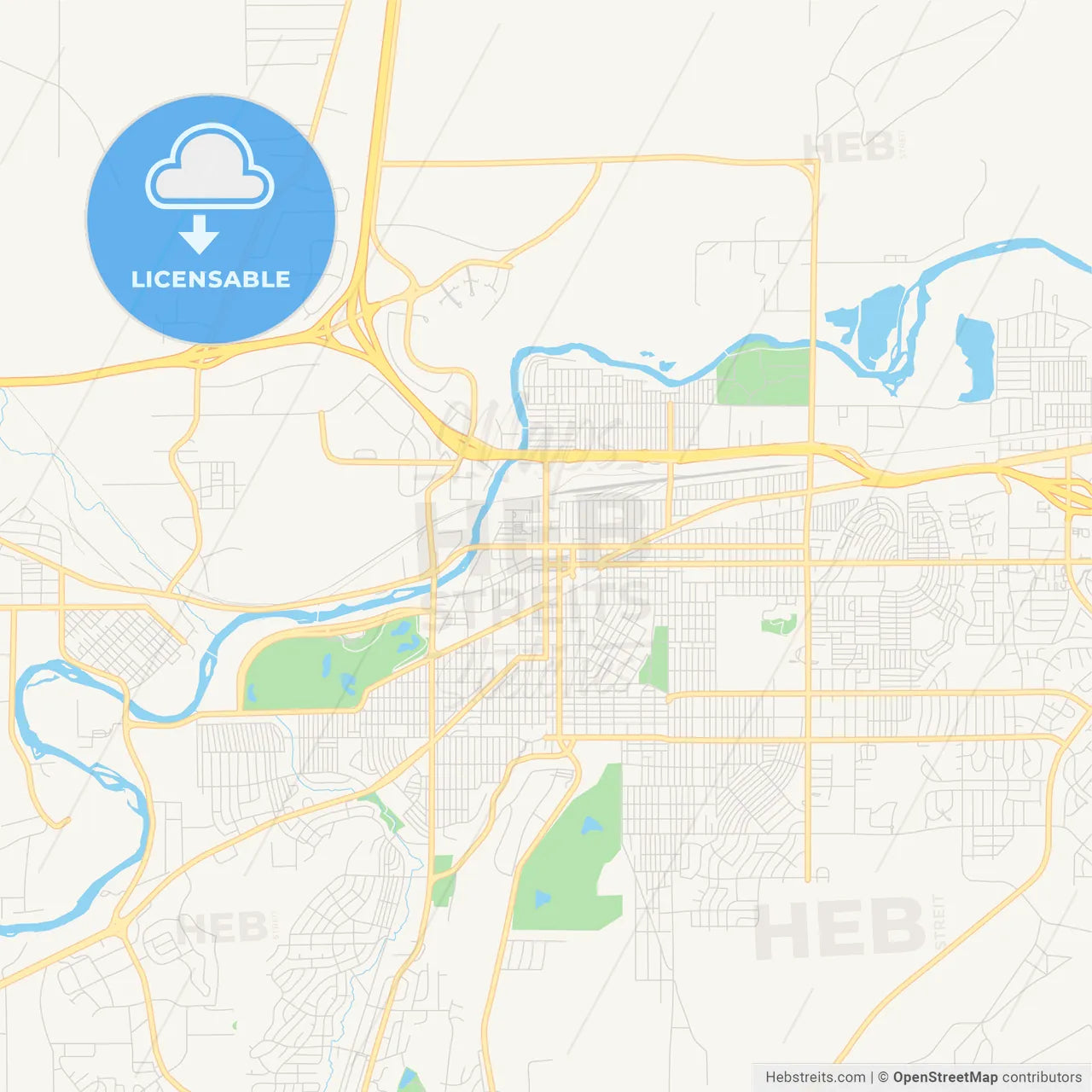 Empty vector map of Casper, Wyoming, USA