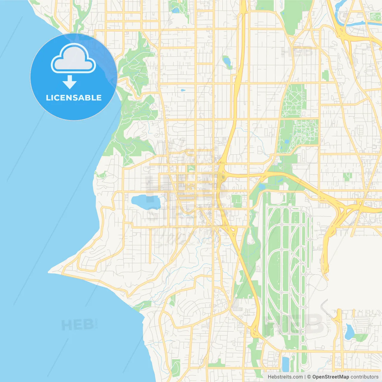 Empty vector map of Burien, Washington, United States of America