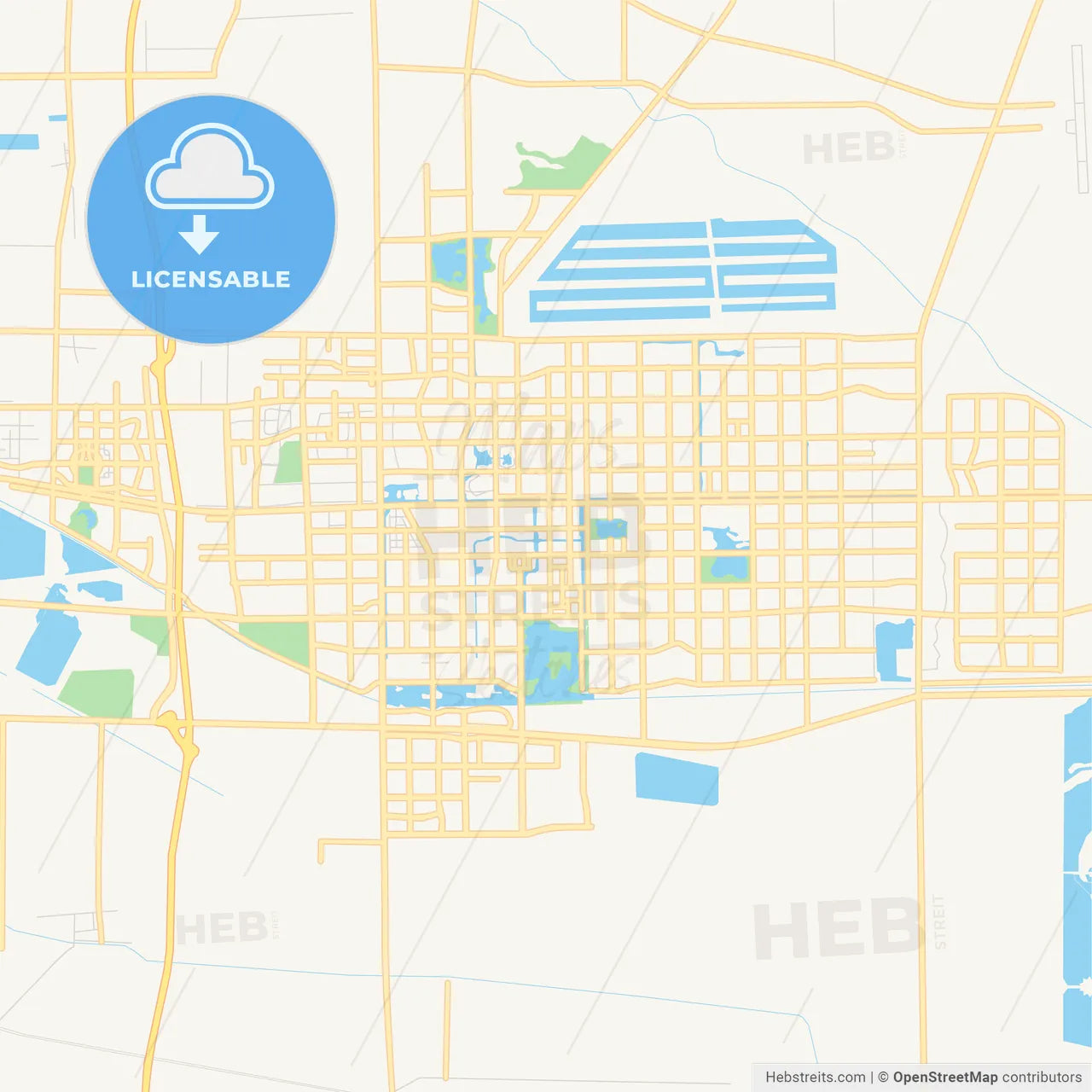 Printable street map of Dongying, China