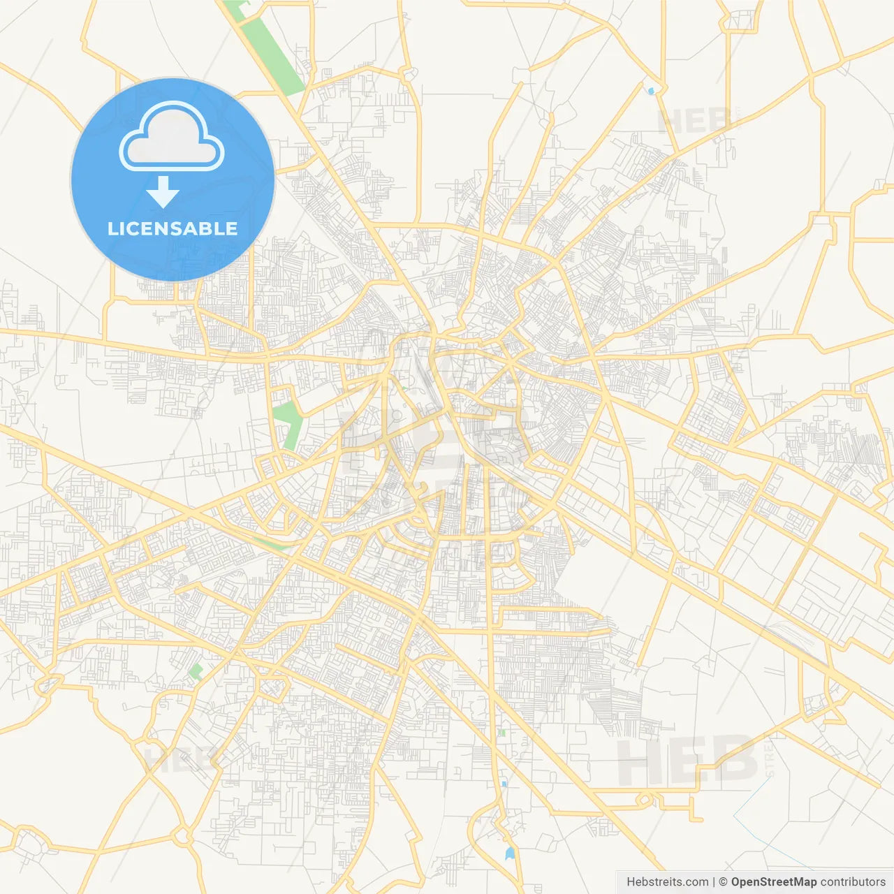 Printable street map of Ludhiana, India