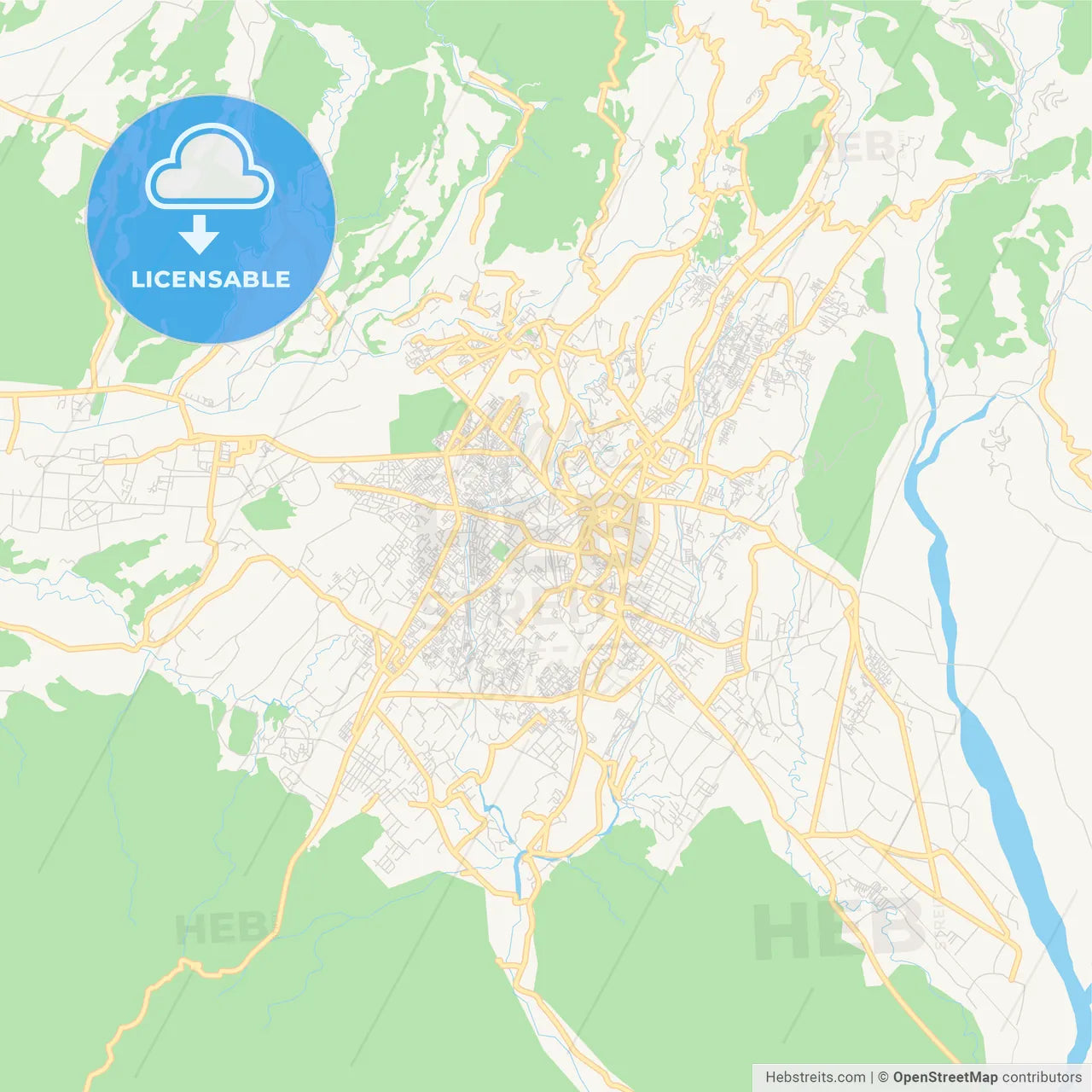 Printable street map of Dehradun, India