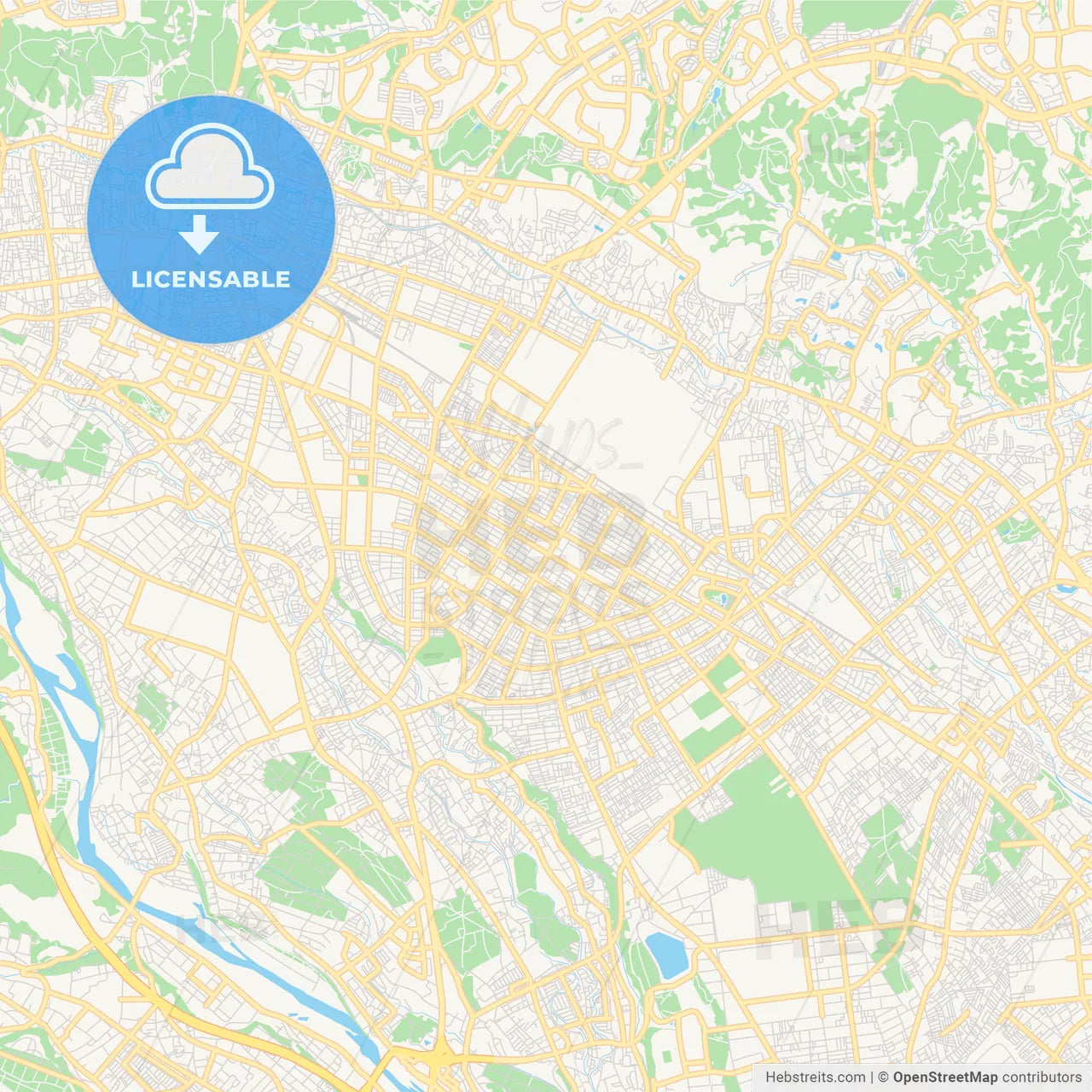 Printable street map of Sagamihara, Japan