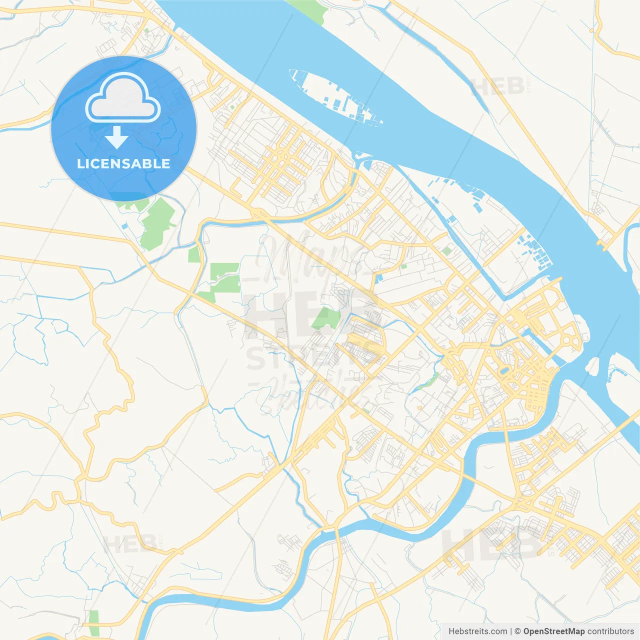 Printable street map of Cantho, Vietnam