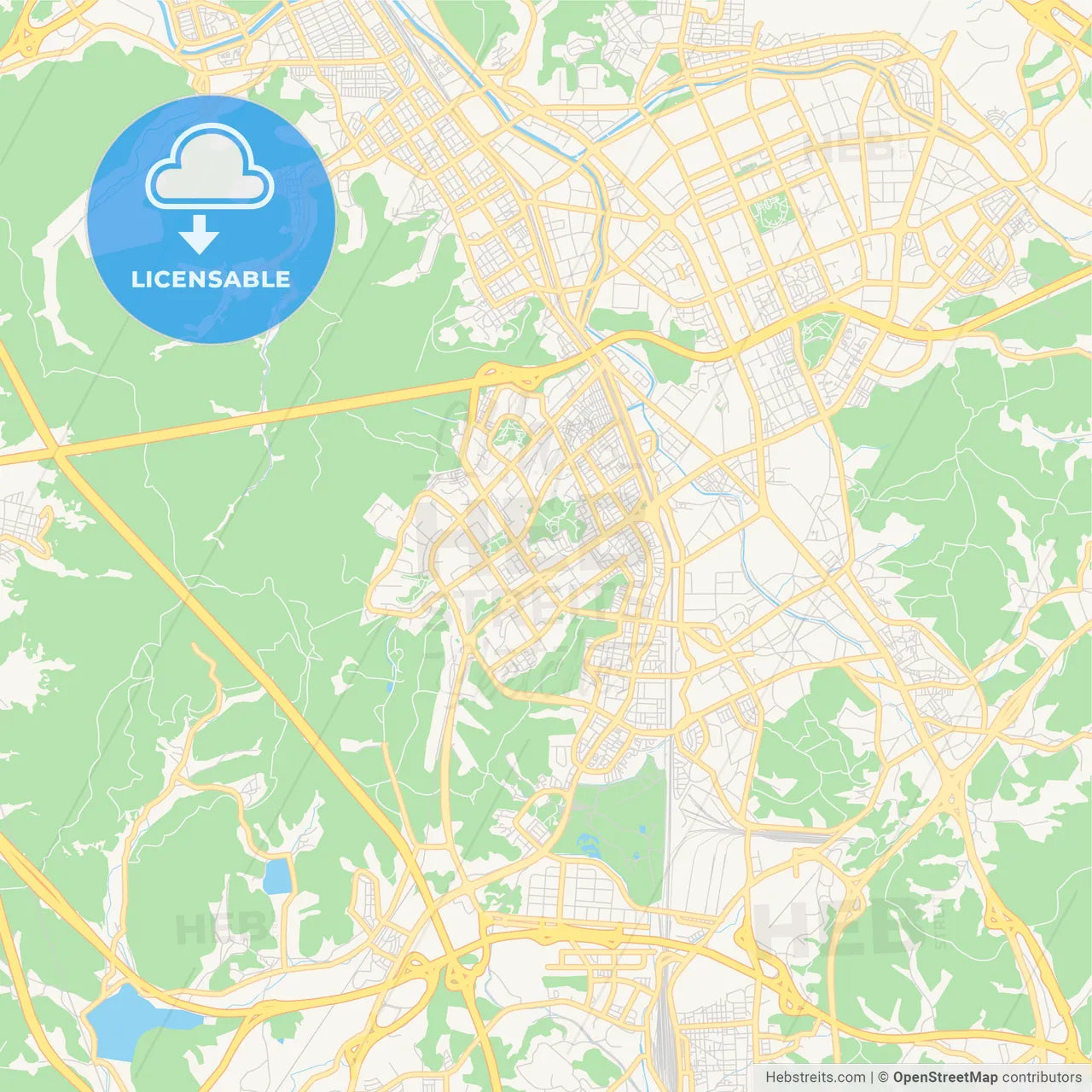 Printable street map of Gunpo, South Korea