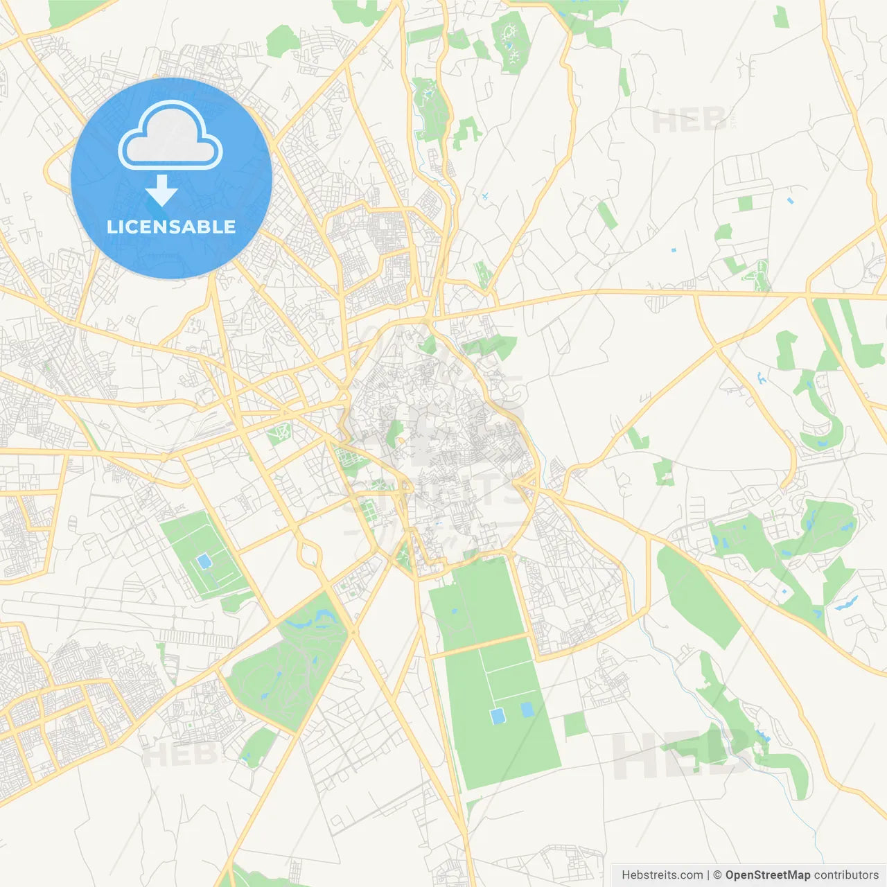 Printable street map of Marrakesh, Morocco