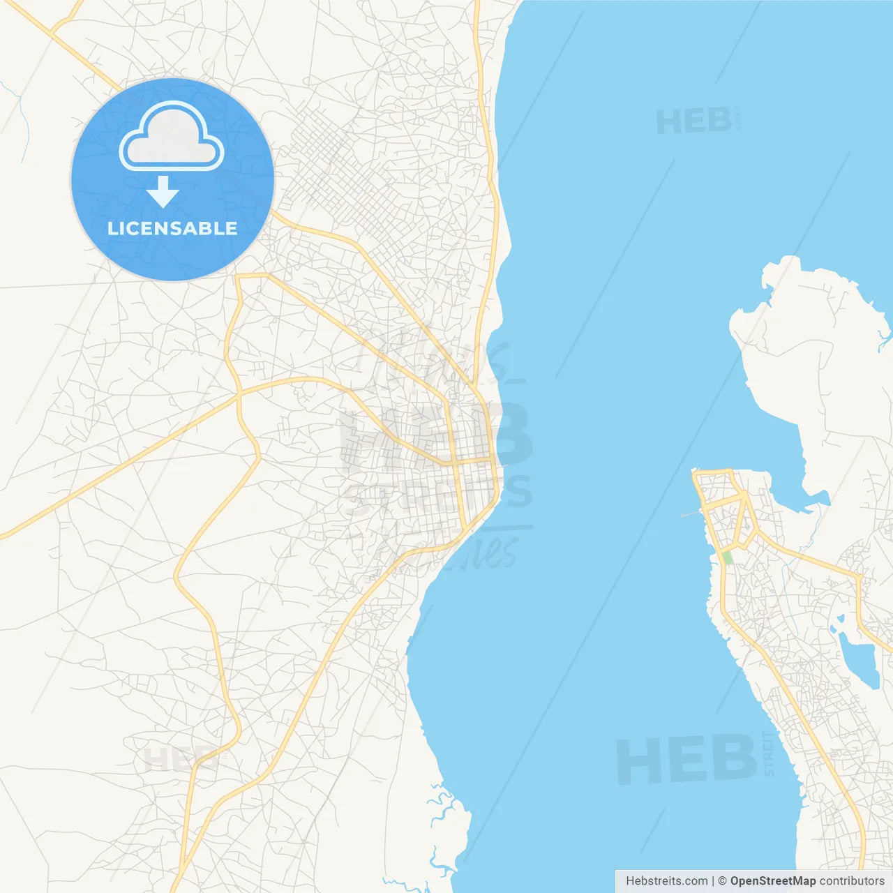 Printable street map of Maxixe, Mozambique