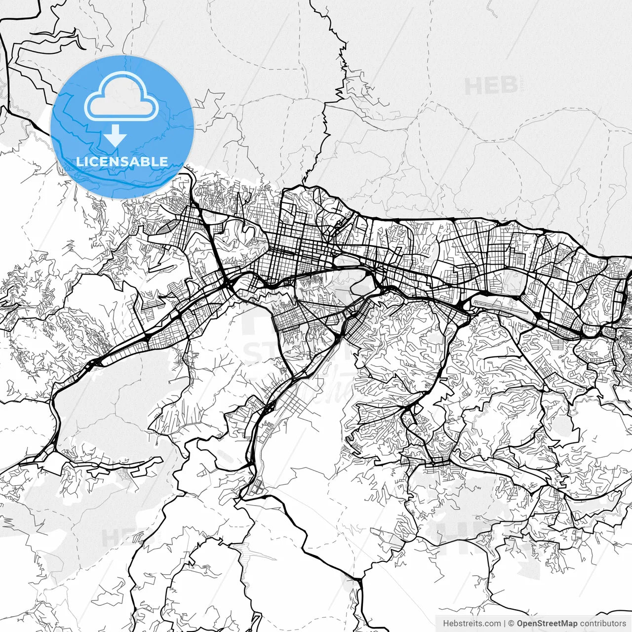Vector PDF map of Caracas, Venezuela