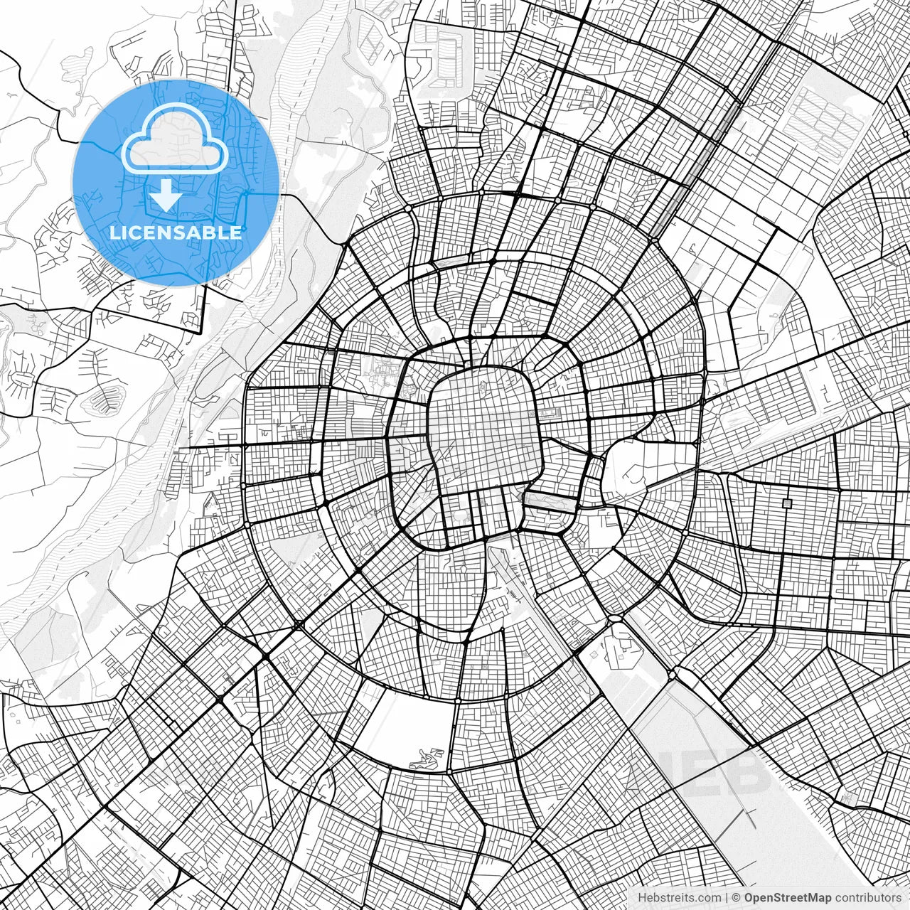 Vector PDF map of Santa Cruz de la Sierra, Bolivia