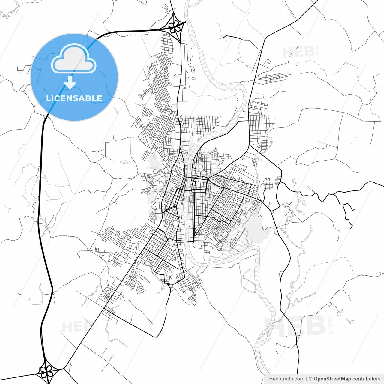 Vector PDF map of Quevedo, Ecuador