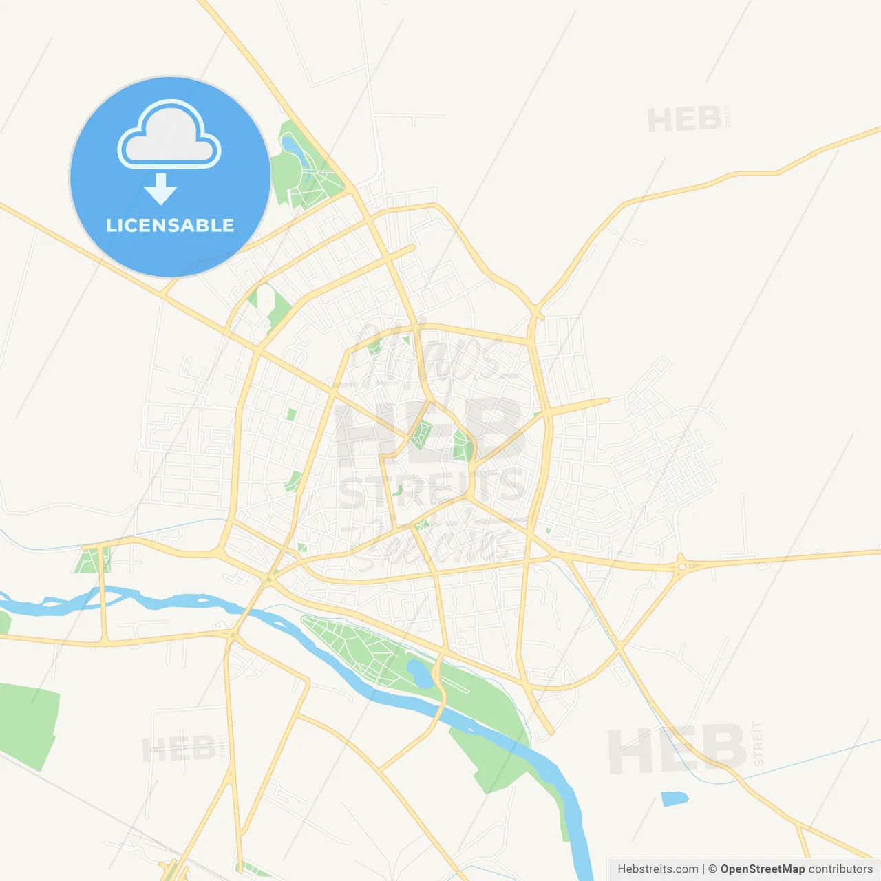 Pazardzhik, Bulgaria Vector Map - Classic Colors