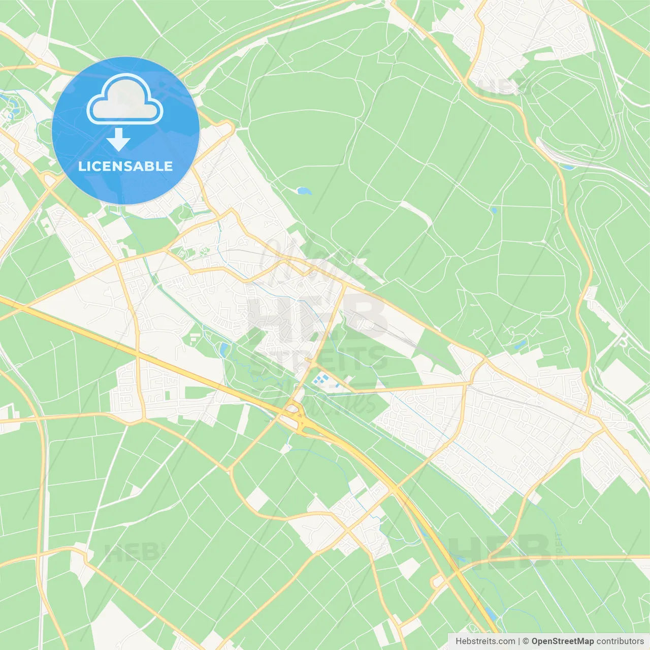 Bergheim, Germany Vector Map - Classic Colors