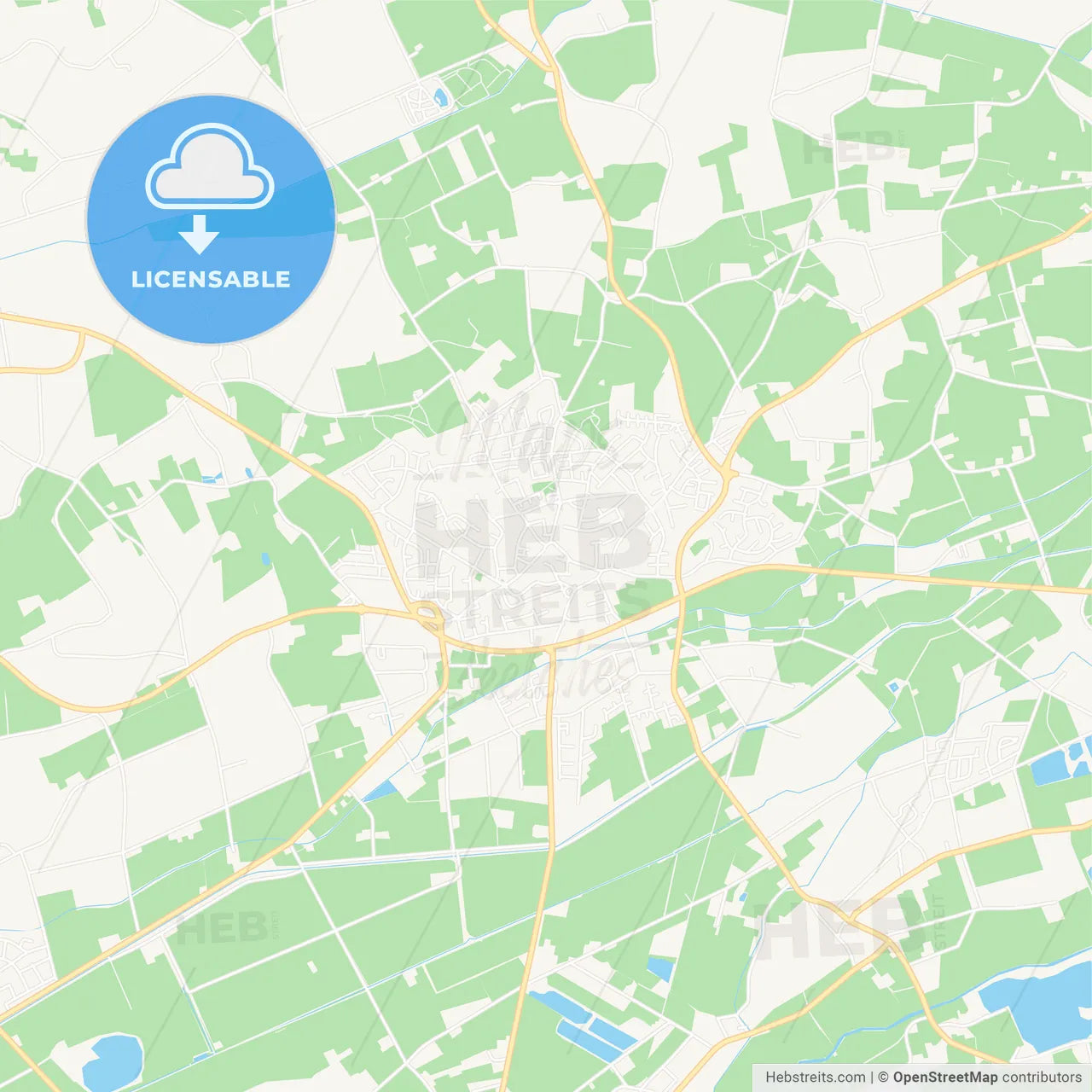 Delbruck, Germany Vector Map - Classic Colors