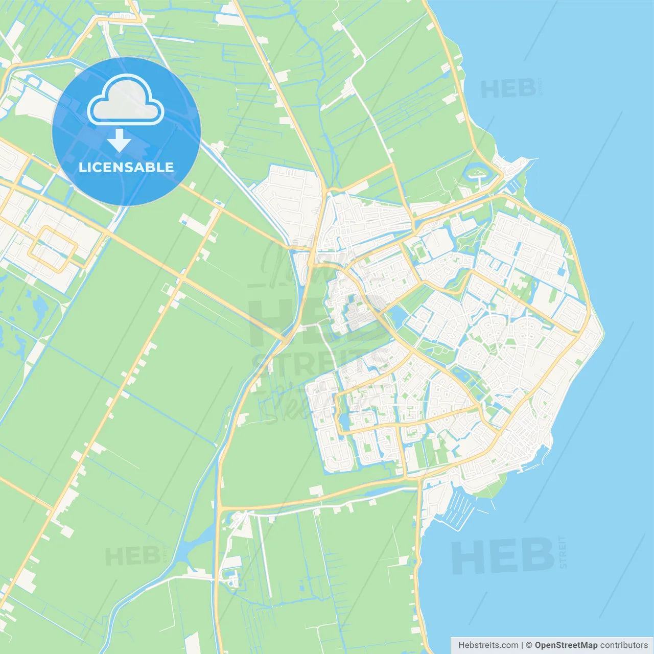 Edam-Volendam, Netherlands Vector Map - Classic Colors