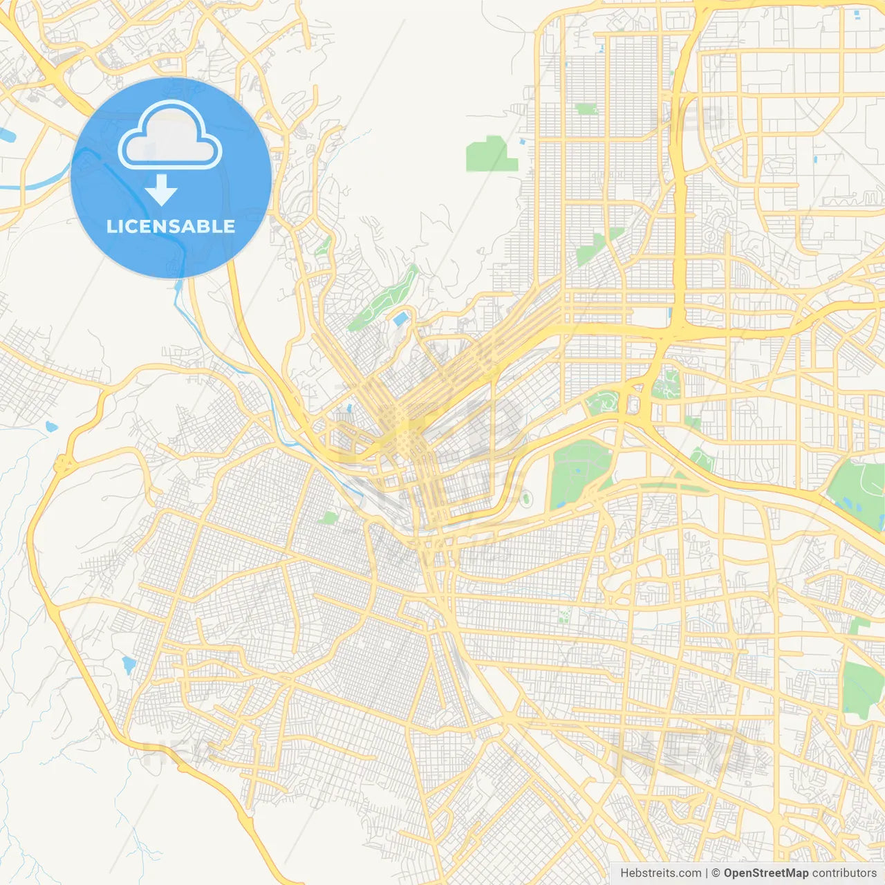 Empty vector map of El Paso, Texas, USA