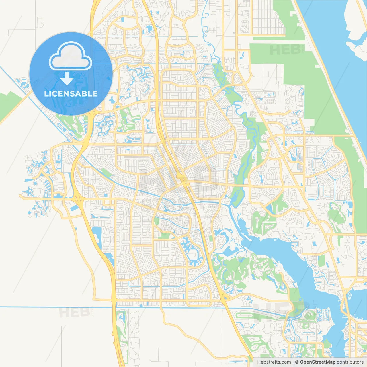 Empty vector map of Port St. Lucie, Florida, USA