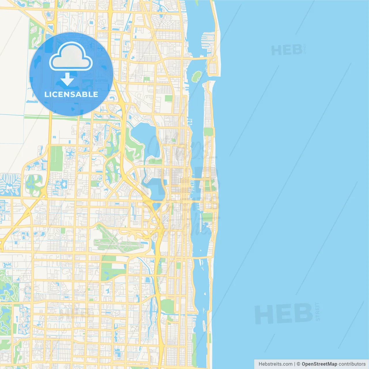 Empty vector map of West Palm Beach, Florida, USA