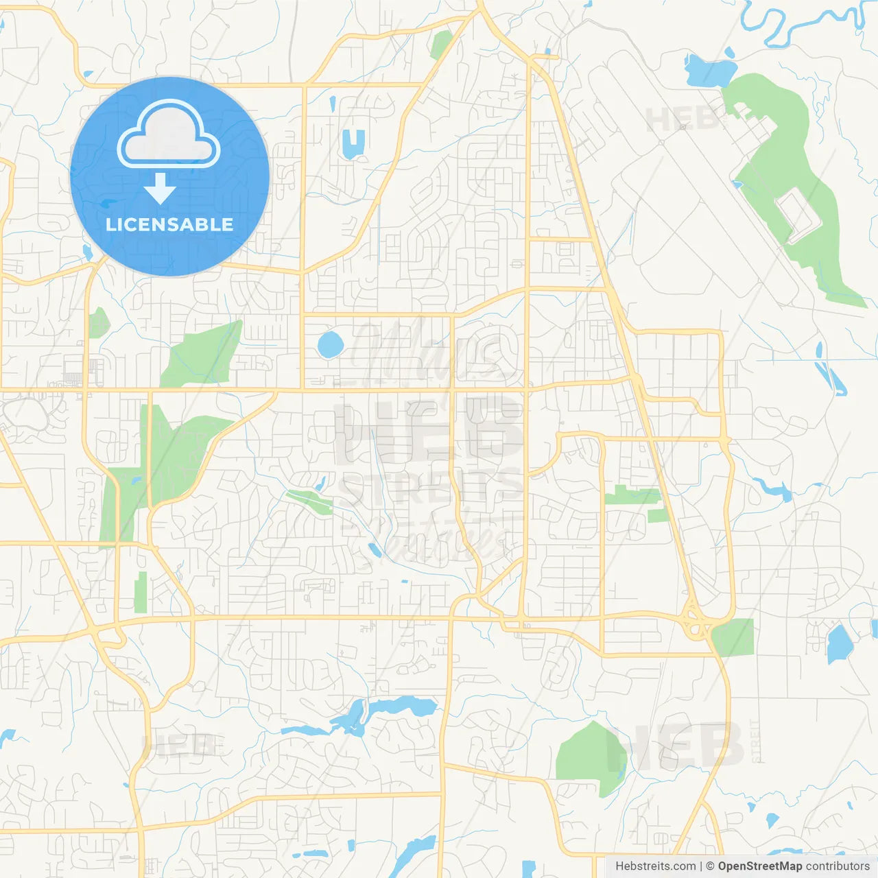 Empty vector map of Warner Robins, Georgia, USA