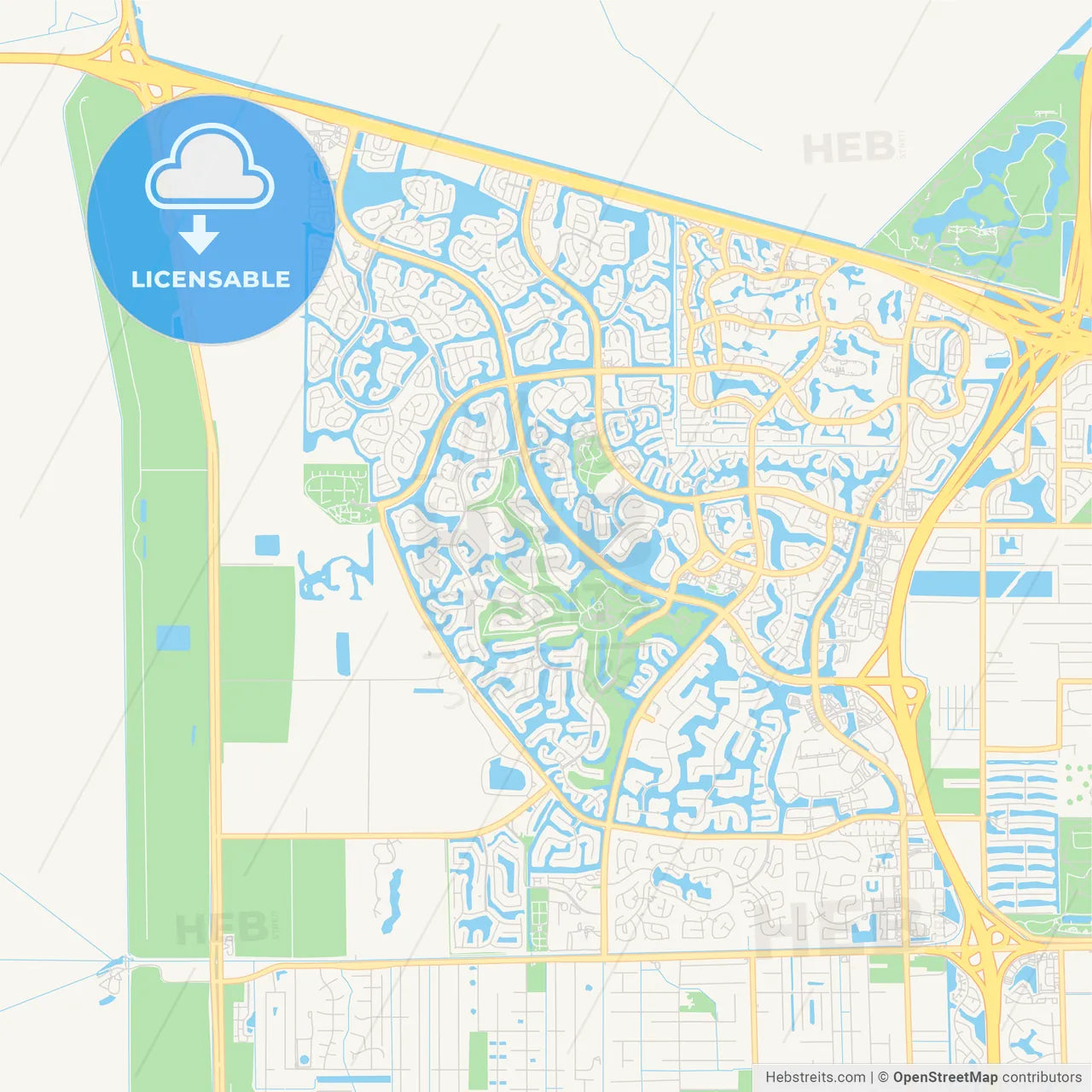 Empty vector map of Weston, Florida, USA