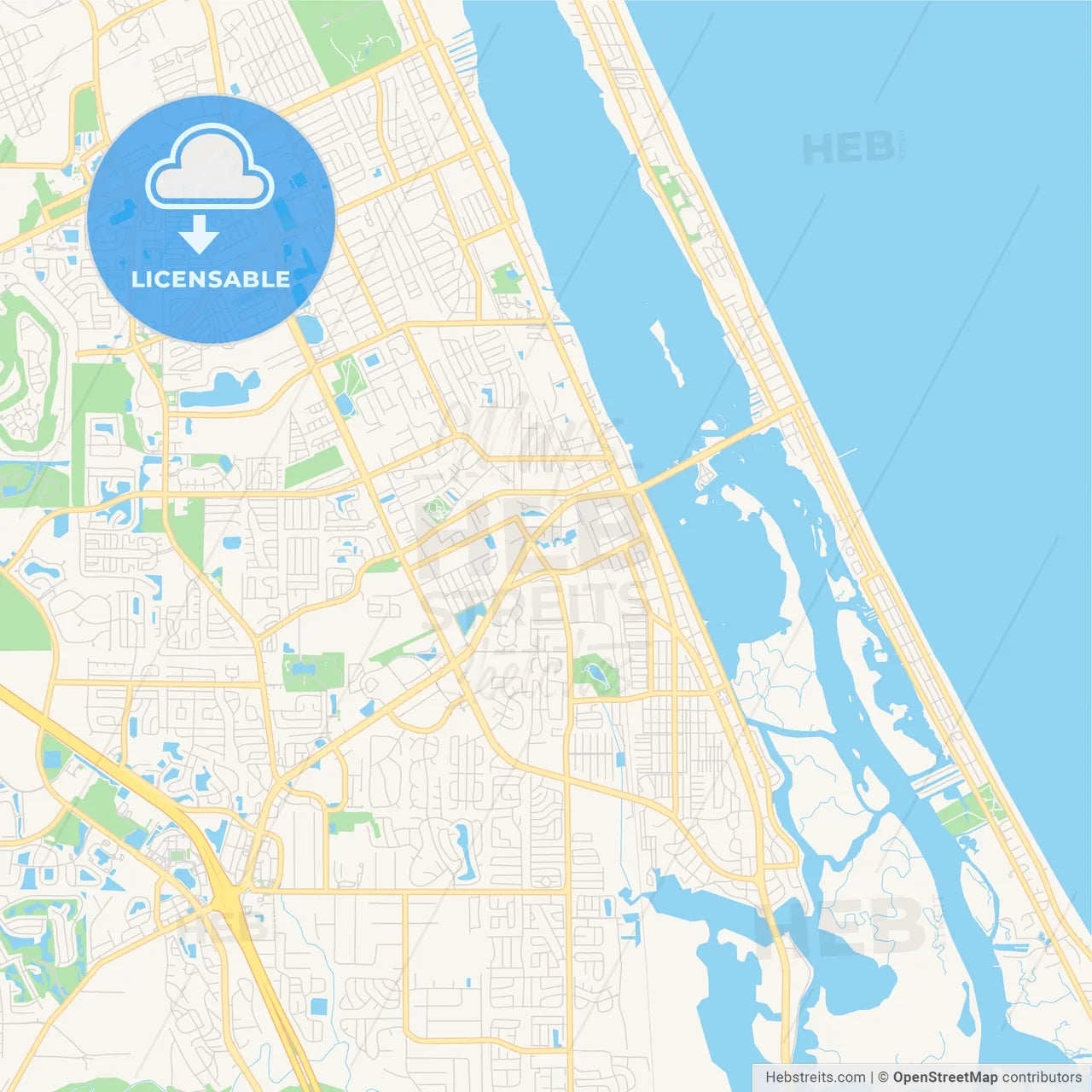 Empty vector map of Port Orange, Florida, USA