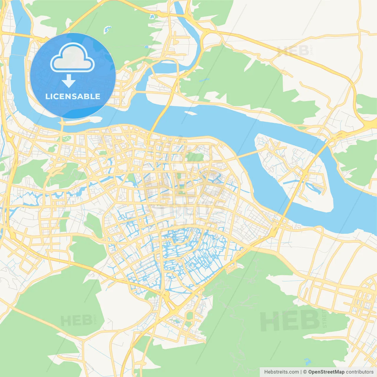 Printable street map of Wenzhou, China