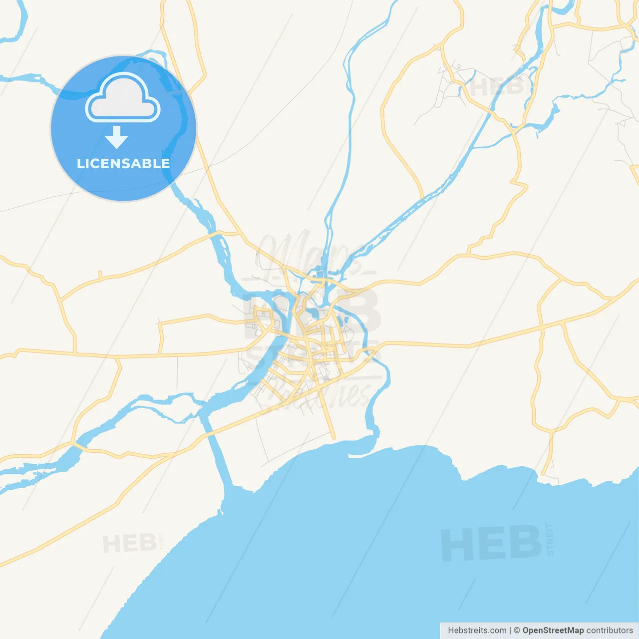 Printable street map of Wuchuan, China