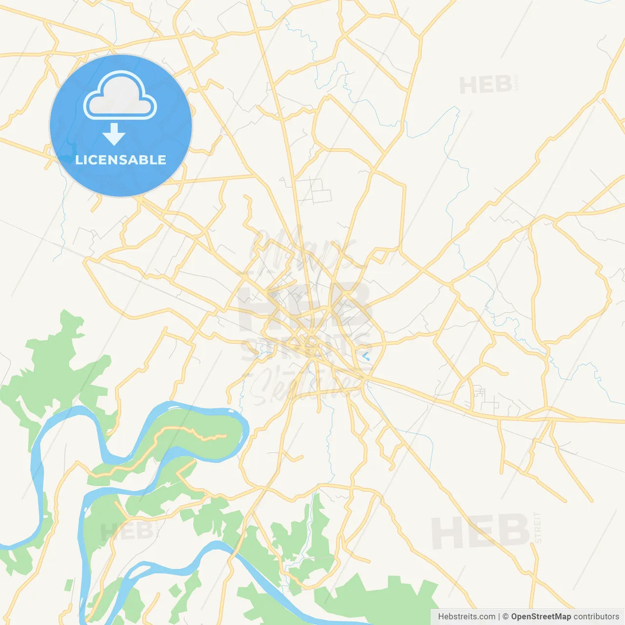 Printable street map of Firozabad, India