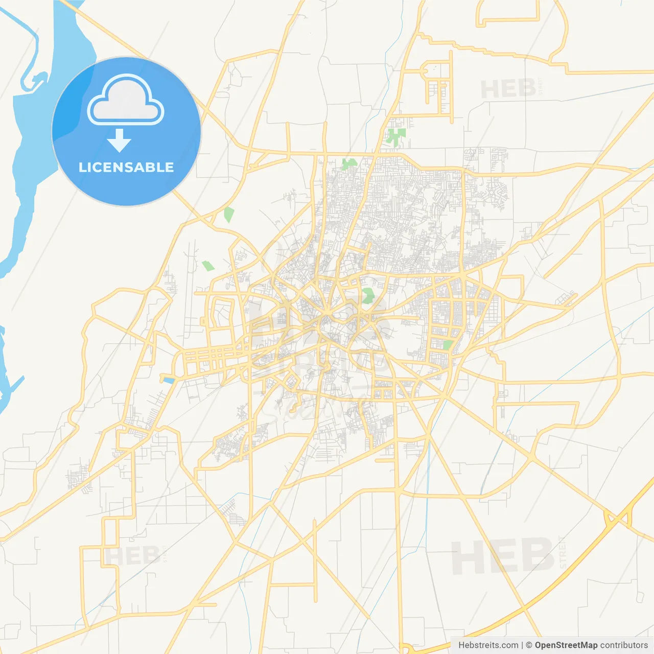 Printable street map of Multan, Pakistan