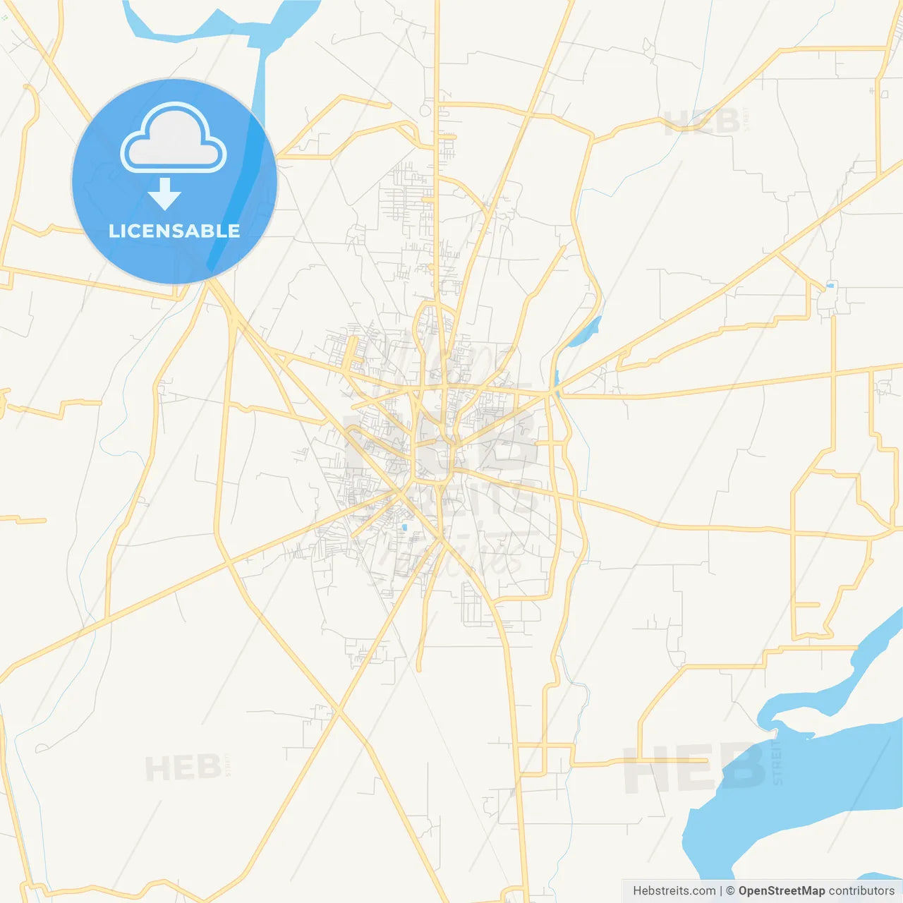 Printable street map of Gujrat, Pakistan
