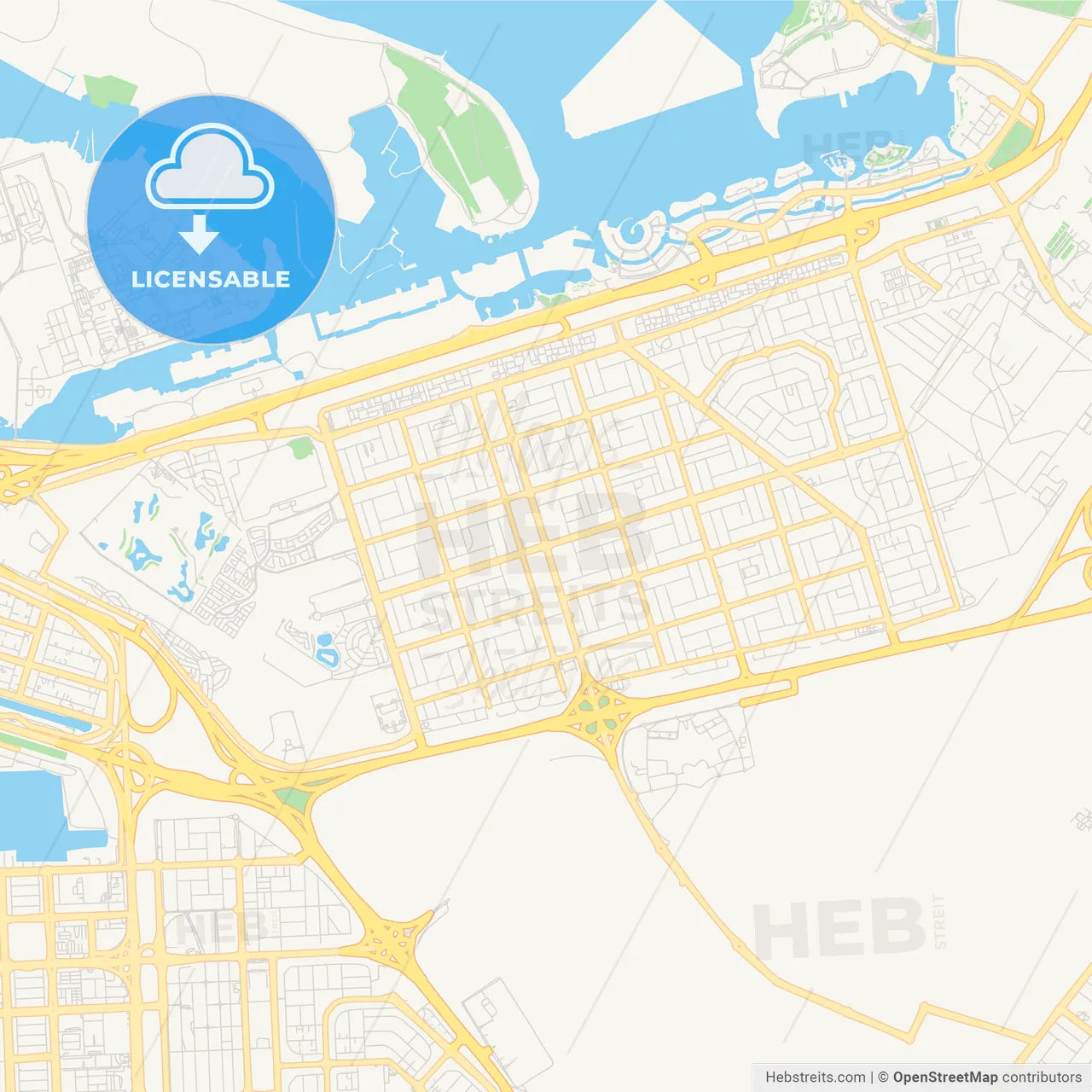 Printable street map of Khalifah A City, United Arab Emirates